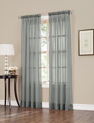 No. 918 Erica Crushed Sheer Voile Rod Pocket Curtain Panel, 51" x 84", Eggshell Off-White