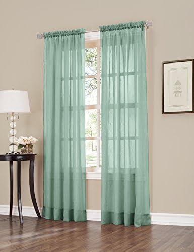 No. 918 Erica Crushed Sheer Voile Rod Pocket Curtain Panel, 51" x 84", Eggshell Off-White
