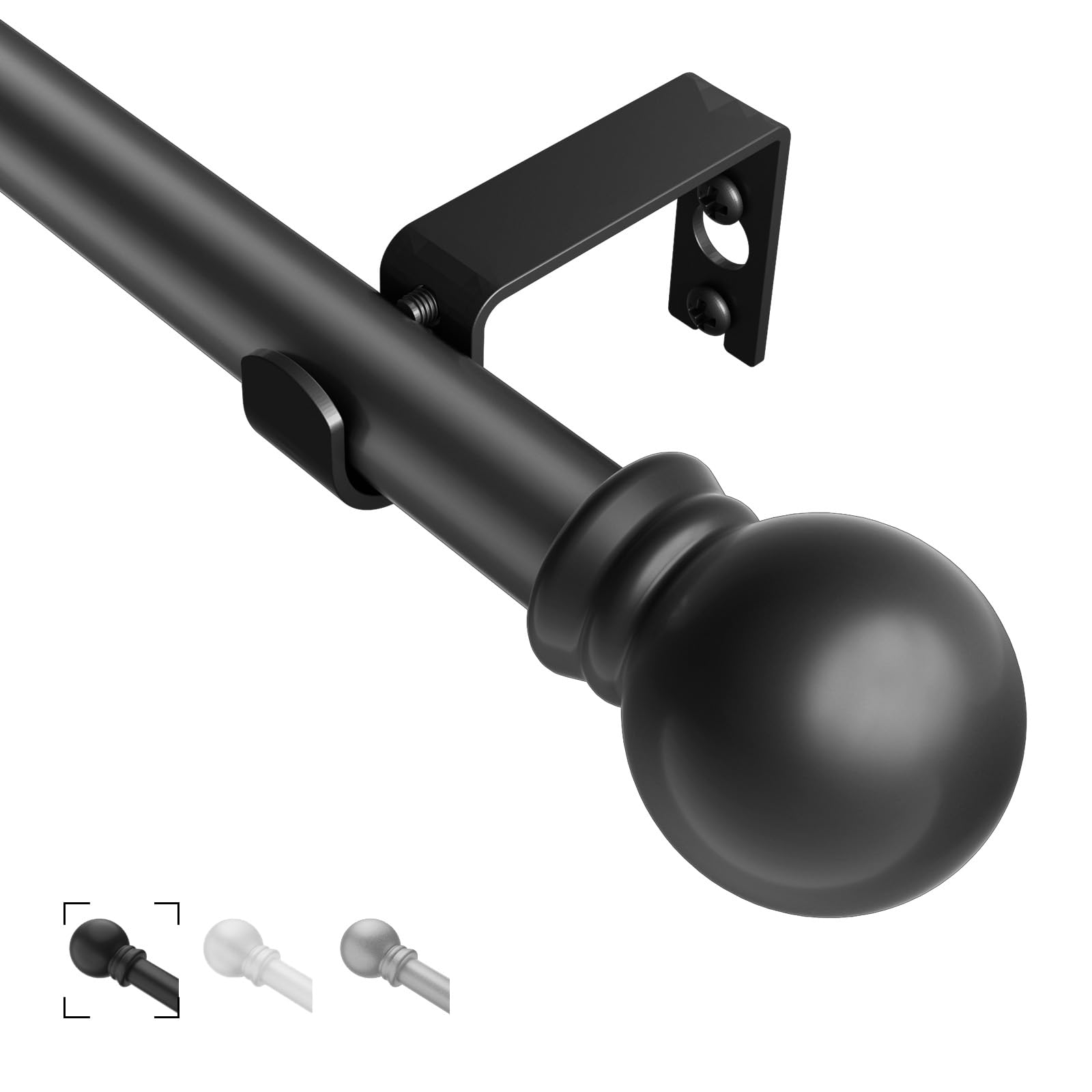 Black Curtain Rods 2 Packs for Windows 36"- 48", Decorative Drapery Rod Adjustable, 5/8 inch Small Curtain Rod for Bedroom, Living Room, Kitchen and Outdoors