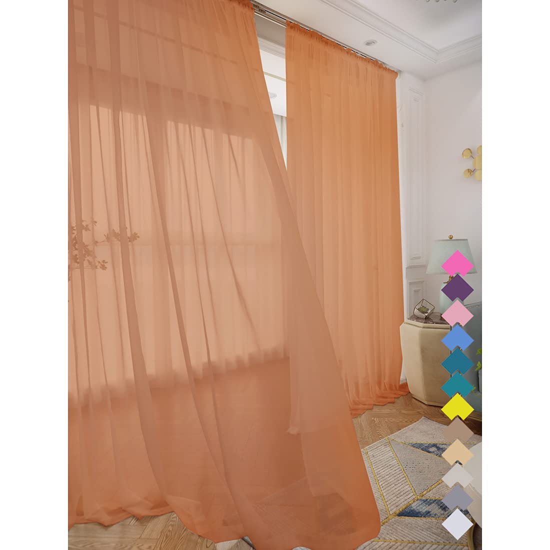 L&TEC Window White Sheer Curtains 84 Inches Long 2 Panels Sheer White Curtain Clear Basic Rod Pocket Panel Other Beige Grey Purple Pink 63 72 95 108 Inch Bedroom Children Living Room Yard Kitchen
