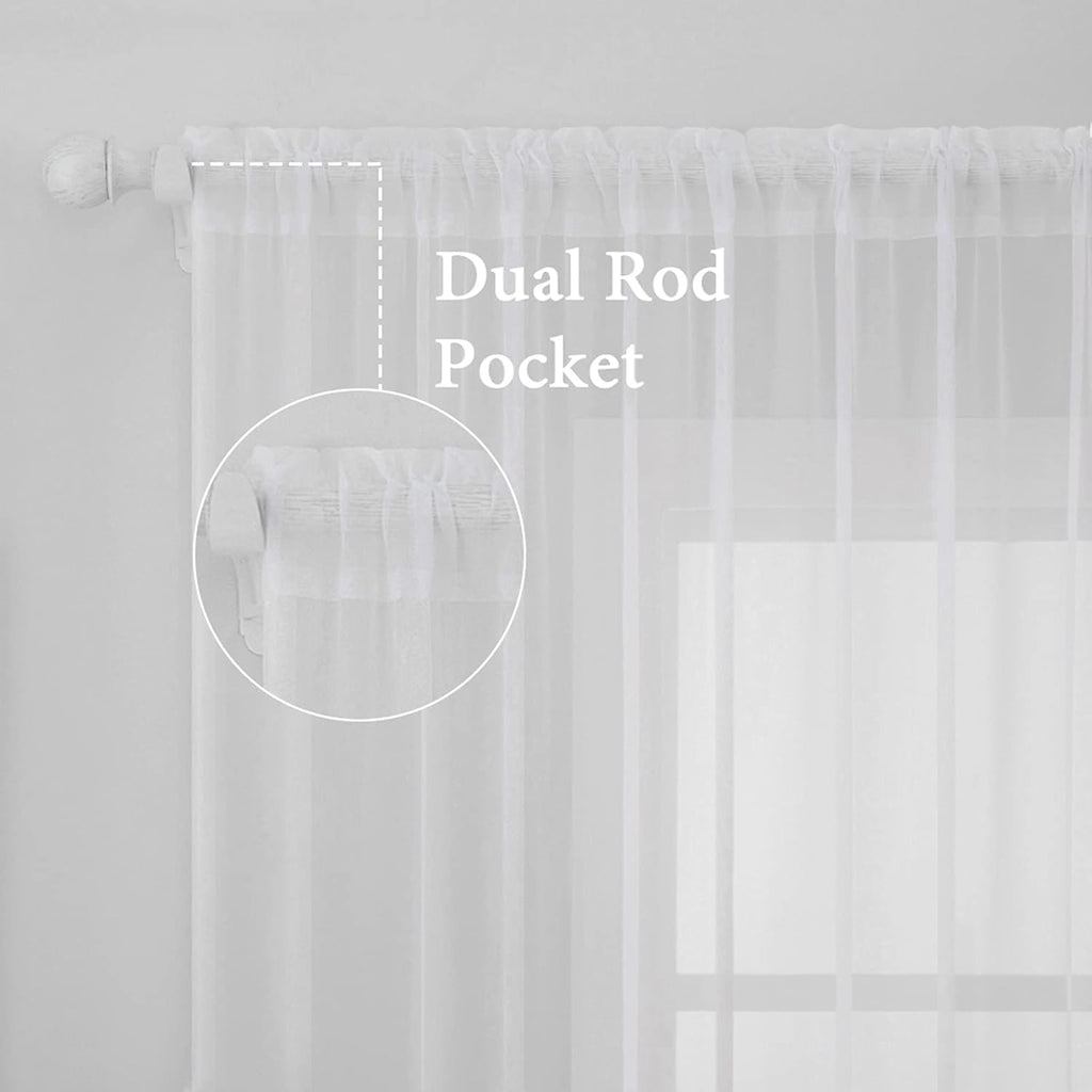 MIULEE White Sheer Curtains 96 inches Long Window Curtains 2 Panels Solid Color Elegant Window Voile Panels/Drapes/Treatment for Bedroom Living Room (54 X 96 Inches White)
