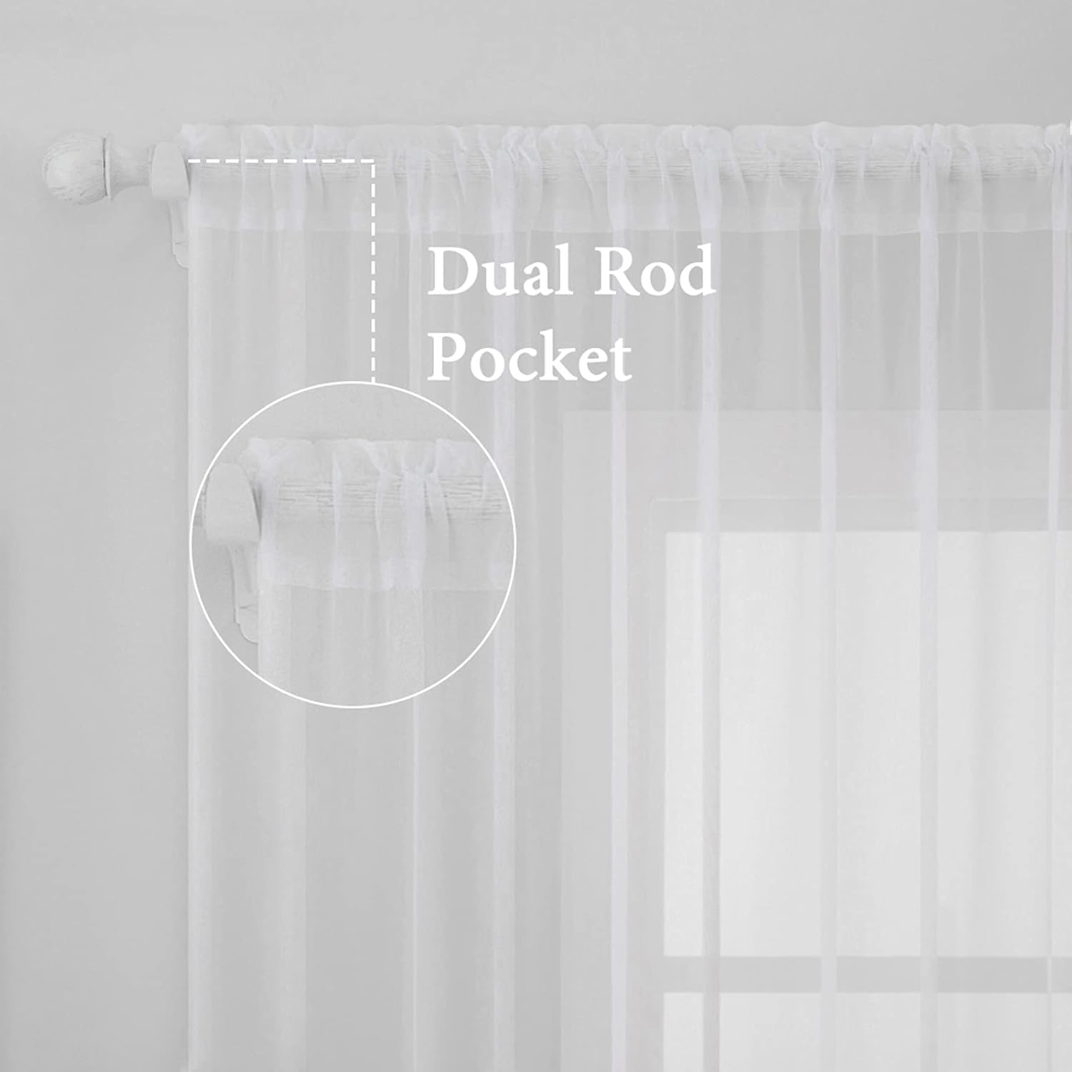 MIULEE White Sheer Curtains 96 inches Long Window Curtains 2 Panels Solid Color Elegant Window Voile Panels/Drapes/Treatment for Bedroom Living Room (54 X 96 Inches White)