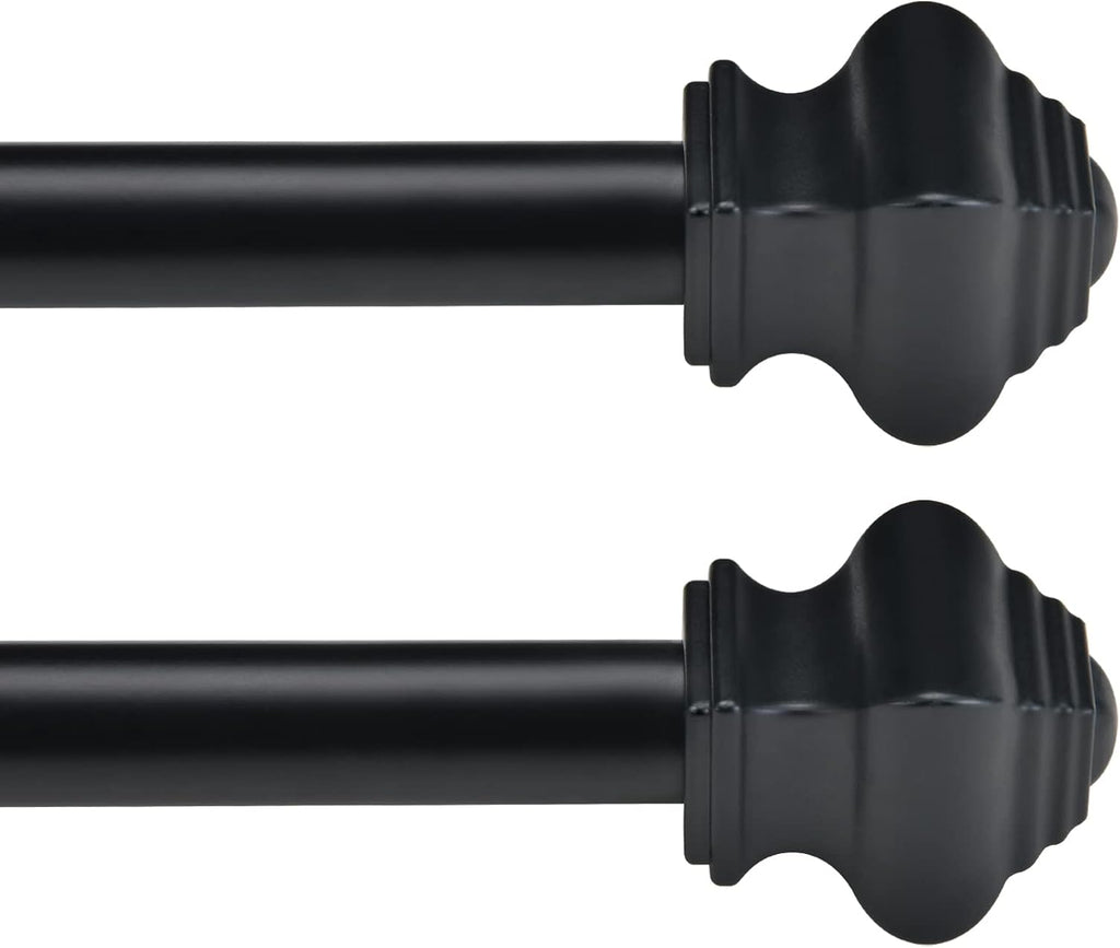 Thestoa Splicing Curtain Rods for Windows 30-46 Inch, 5/8" Diameter Black Curtain Rods 2 pack for Bedroom, Living Room, Outdoor