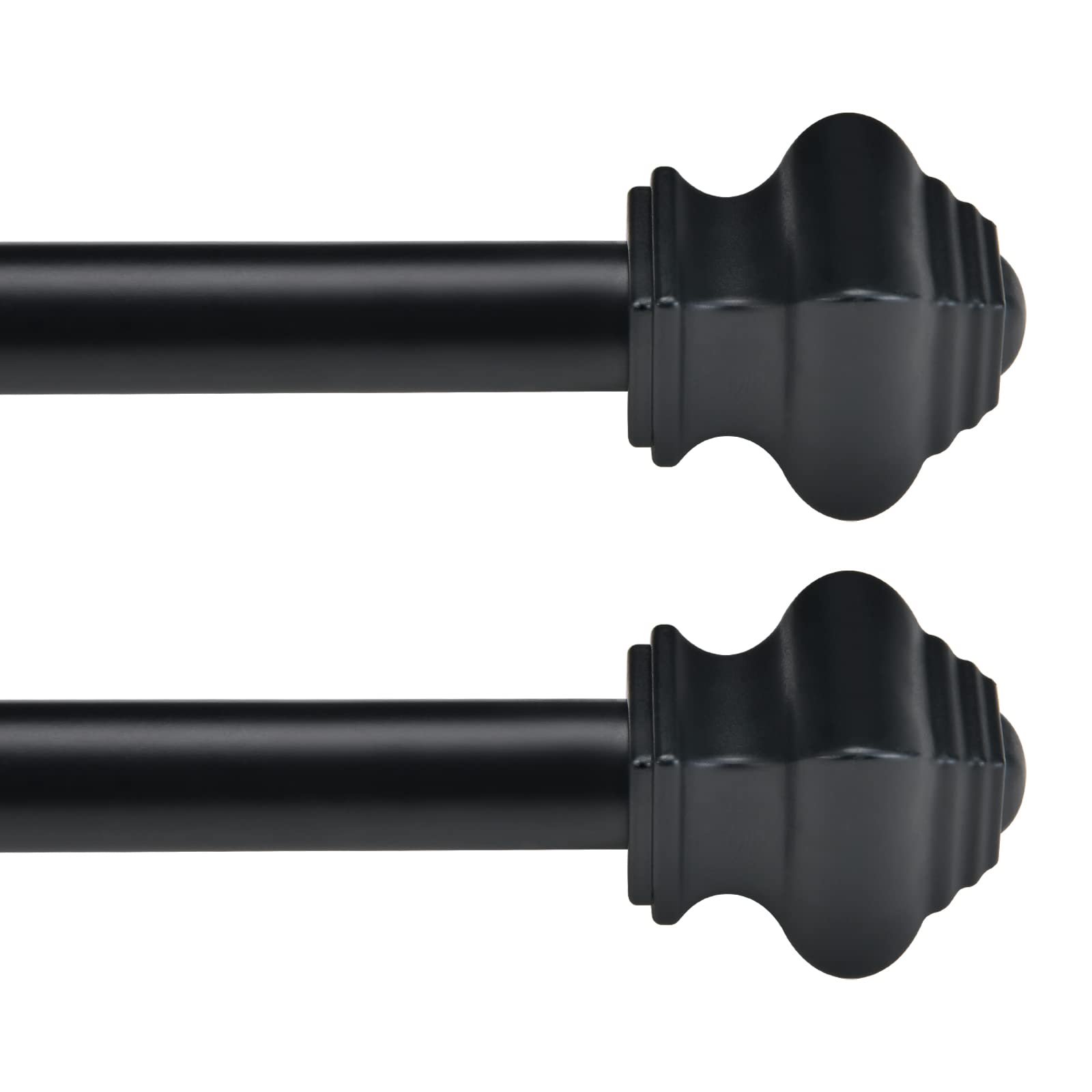 Thestoa Splicing Curtain Rods for Windows 30-46 Inch, 5/8" Diameter Black Curtain Rods 2 pack for Bedroom, Living Room, Outdoor