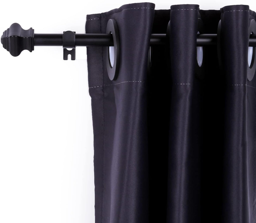 Thestoa Splicing Curtain Rods for Windows 30-46 Inch, 5/8" Diameter Black Curtain Rods 2 pack for Bedroom, Living Room, Outdoor