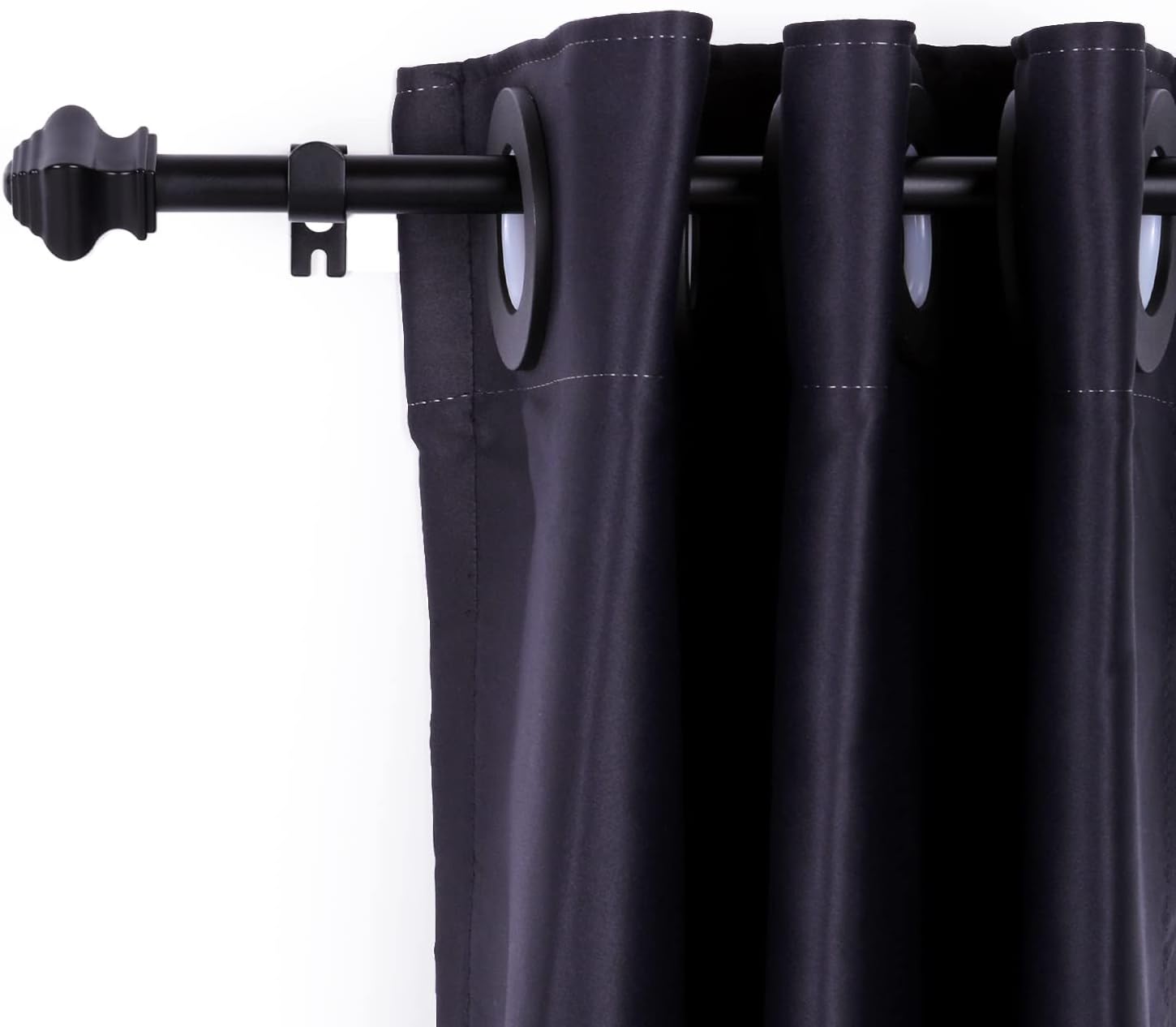 Thestoa Splicing Curtain Rods for Windows 30-46 Inch, 5/8" Diameter Black Curtain Rods 2 pack for Bedroom, Living Room, Outdoor