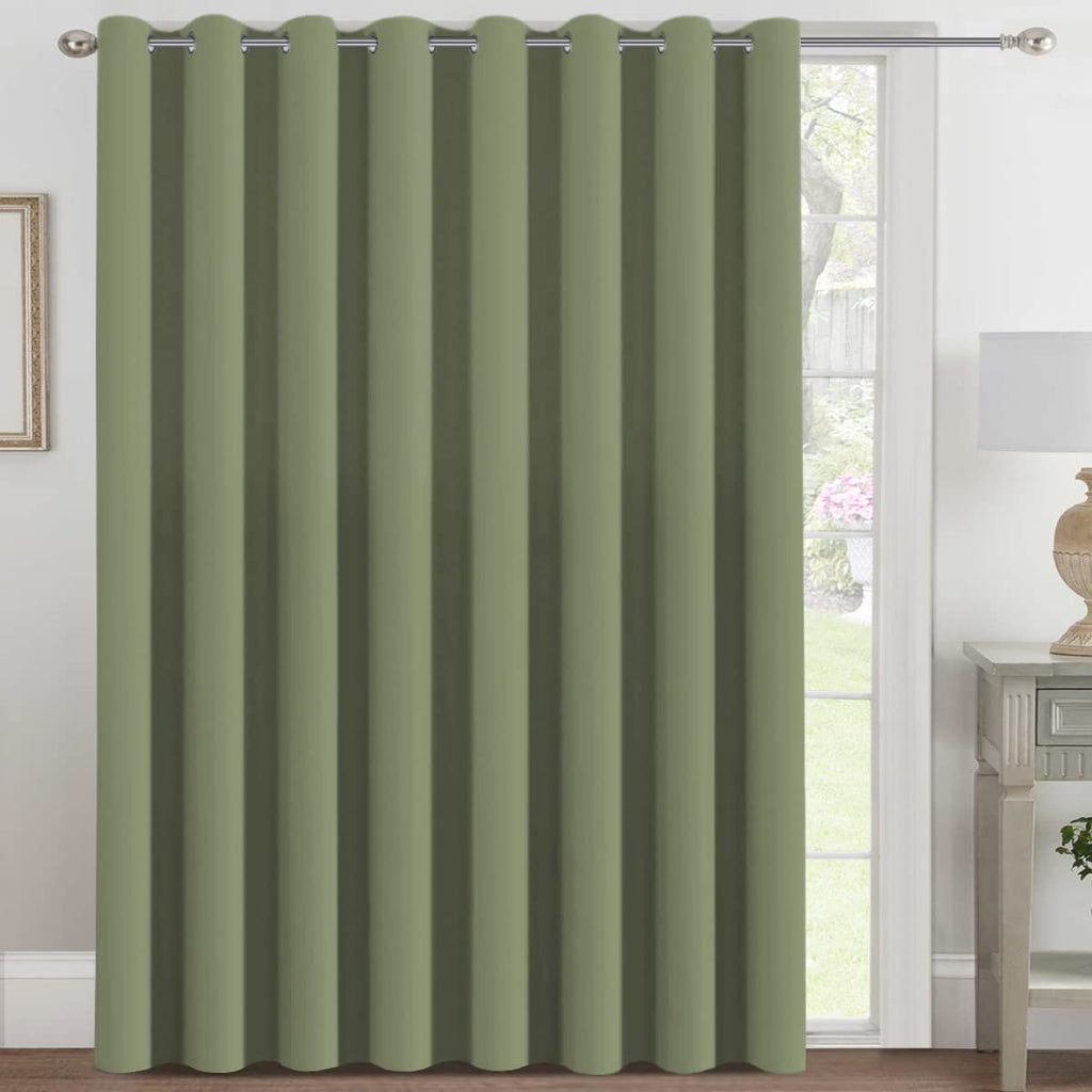 H.VERSAILTEX Blackout Patio Curtains 100 x 96 Inches for Sliding Door Extral Wide Blackout Curtain Panels Thermal Insulated Room Divider - Grommet Top, 8' Tall by 8.5' Wide - Jet Black