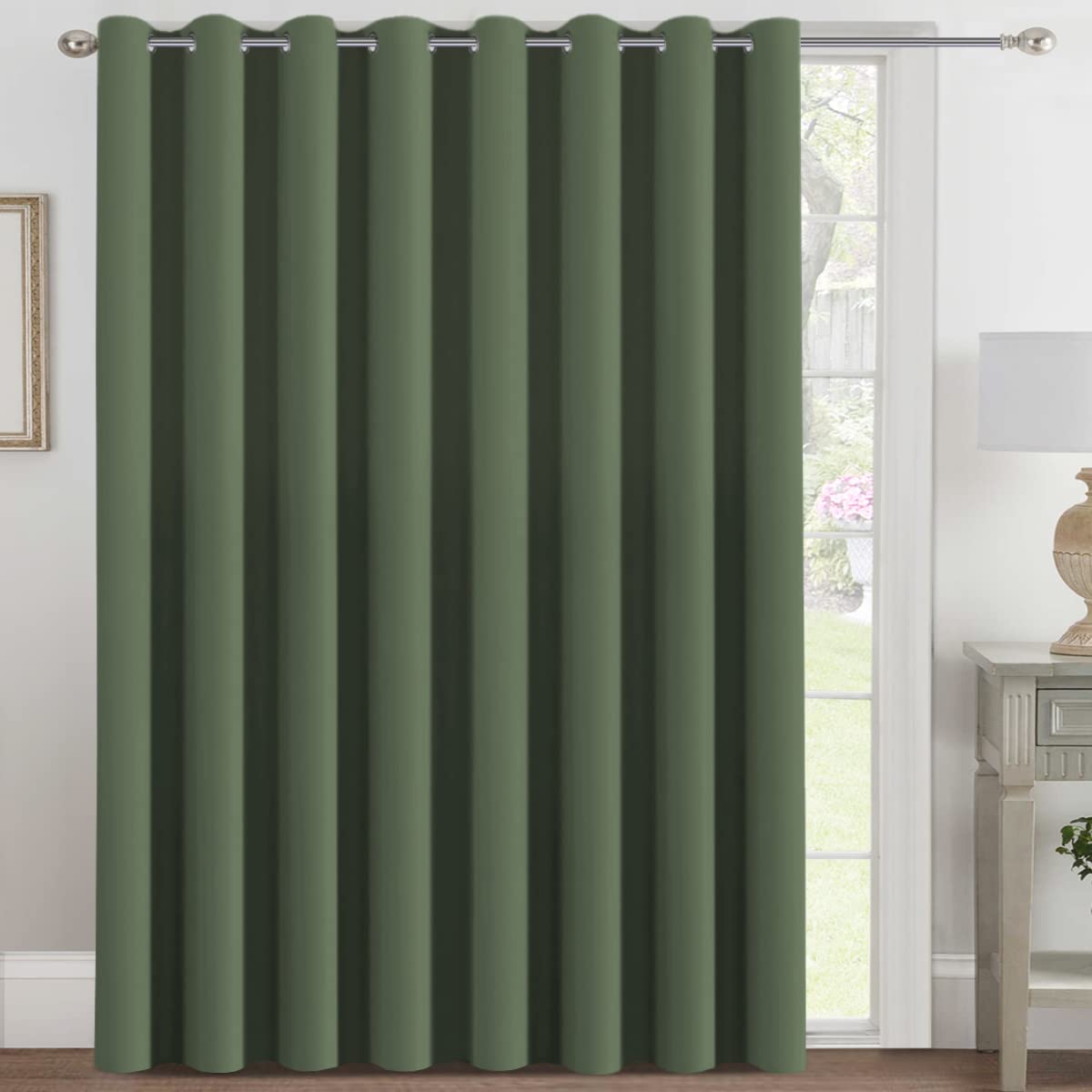 H.VERSAILTEX Blackout Patio Curtains 100 x 96 Inches for Sliding Door Extral Wide Blackout Curtain Panels Thermal Insulated Room Divider - Grommet Top, 8' Tall by 8.5' Wide - Jet Black