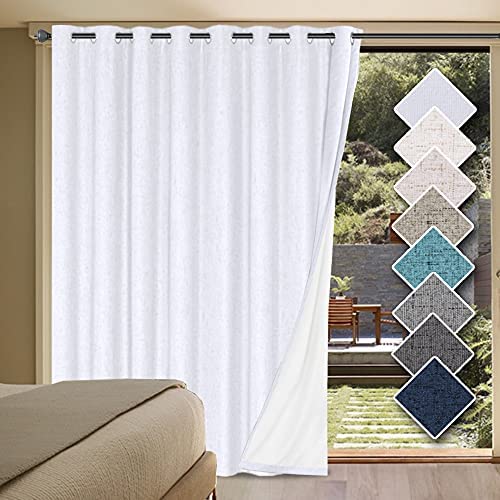 H.VERSAILTEX 100% Blackout Curtains Ivory, Linen Blackout Curtains 96 inch Curtains 2 Panel Set, Elegant Curtain for Bedroom Grommet Drapes for Living Room
