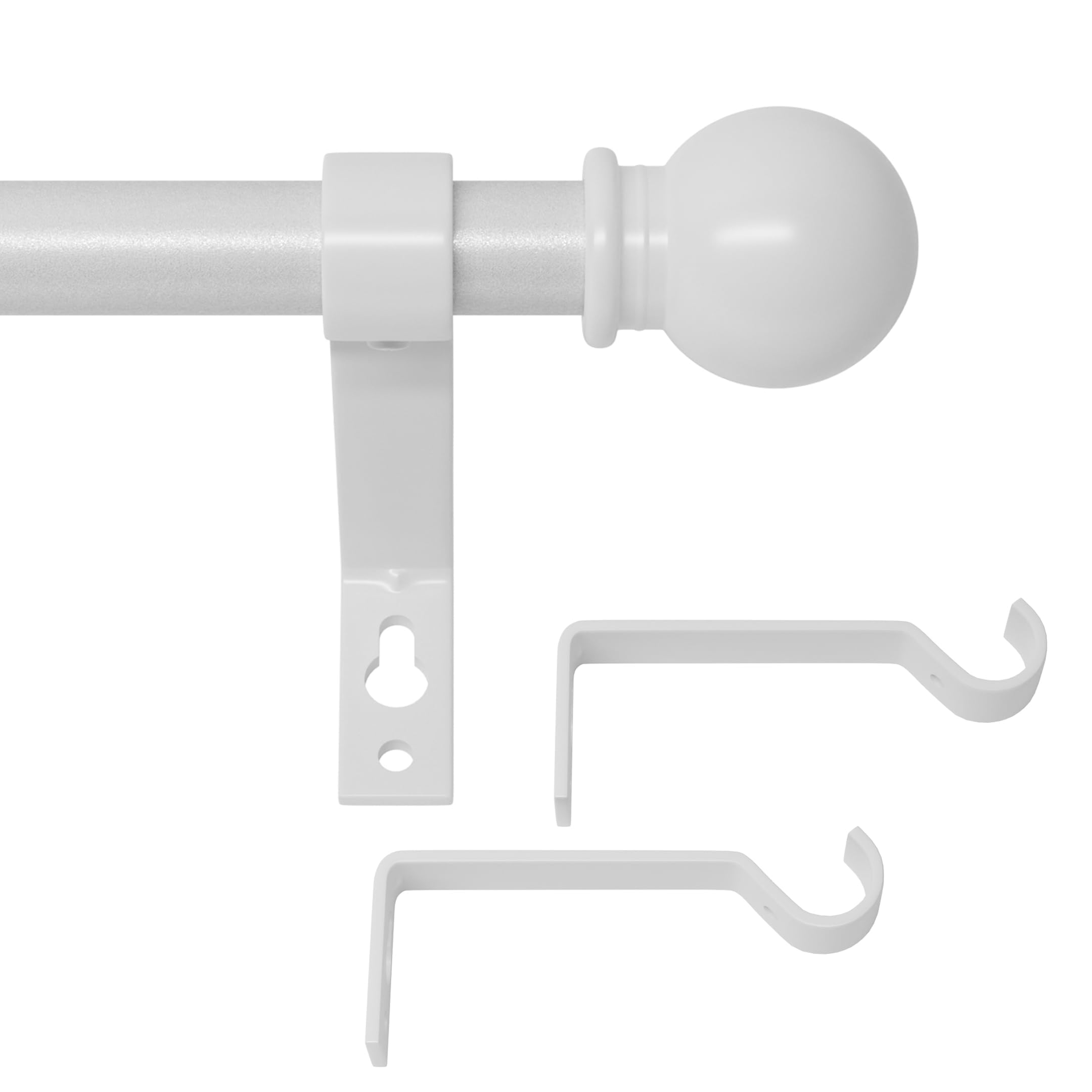 White Curtain Rods for Windows 28 to 48 Inch, Heavy Duty Curtain Rod Set with Brackets, Decorative Adjustable Curtain Rods for Bedroom, Living Room, 5/8" Metal Drapery Rod