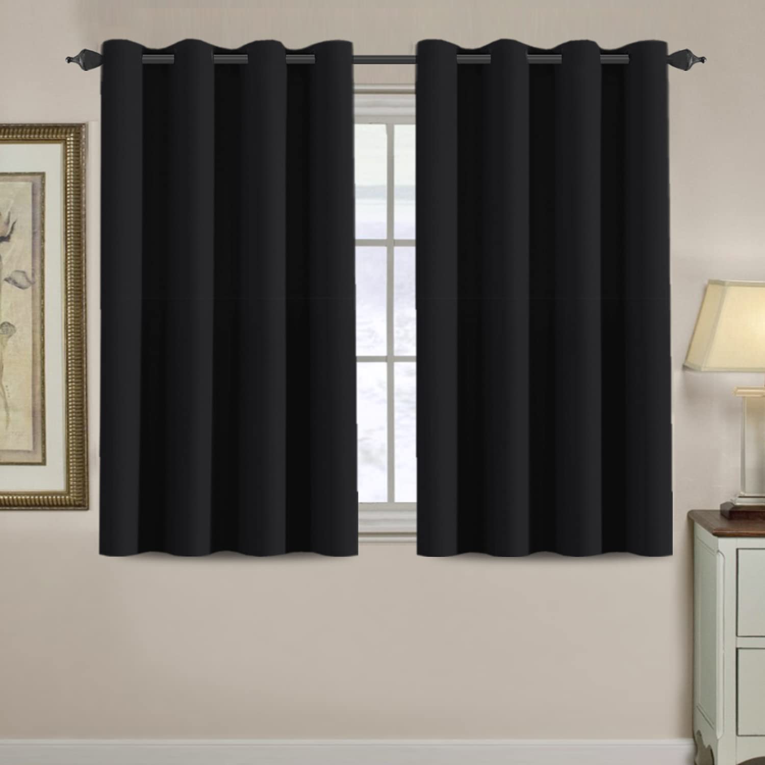 H.VERSAILTEX Blackout Patio Curtains 100 x 96 Inches for Sliding Door Extral Wide Blackout Curtain Panels Thermal Insulated Room Divider - Grommet Top, 8' Tall by 8.5' Wide - Jet Black