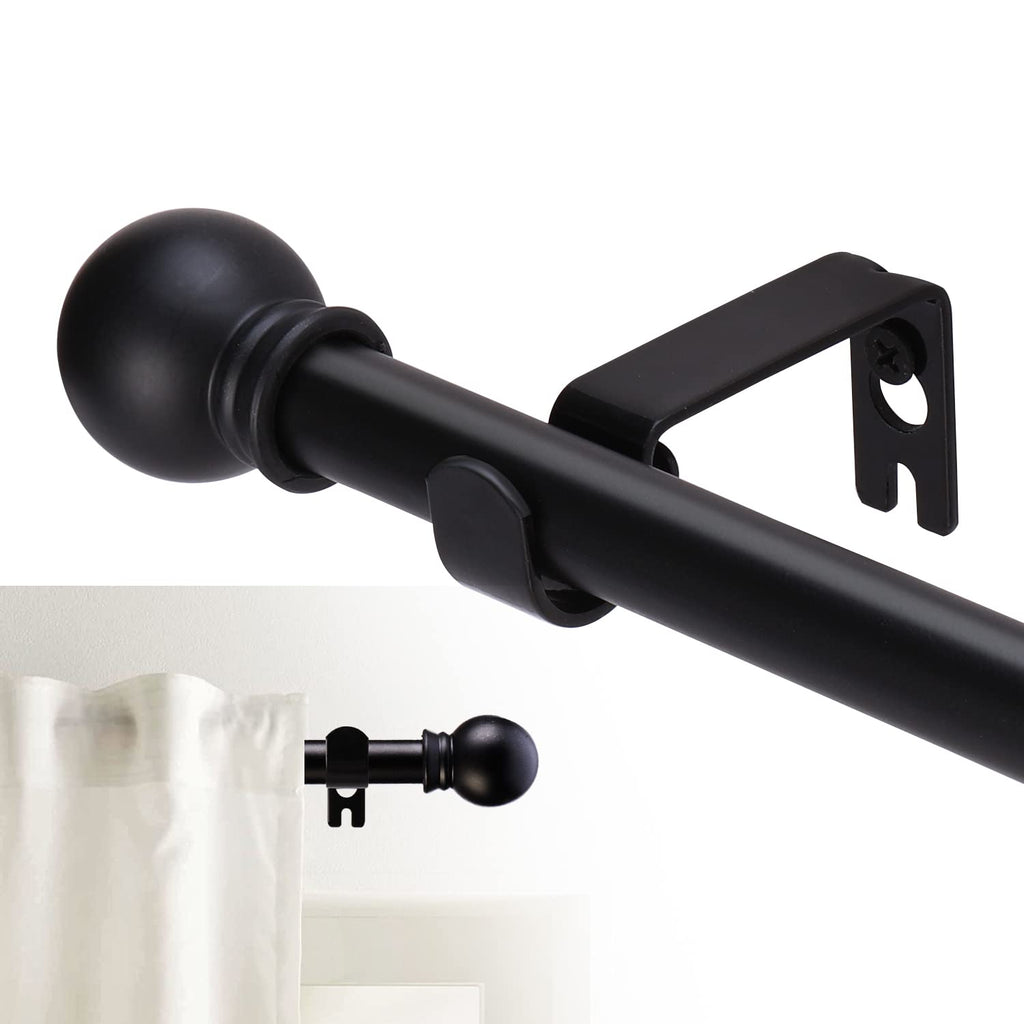 GXOACKJ 2 Pack Black Curtain Rods for windows 32 to 62 inch, 5/8 inch Splicing Heavy Duty Metal Curtain Rod Set with Brackets