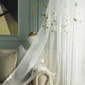 SLOW SOUL Set of 2 Panels White Magnolia Flower Embroidered Sheer Curtains for Bedroom Living Dining Room Window Treatments Drapes Villa Lace Curtain Voile Rod Pocket 52W X 90L inch