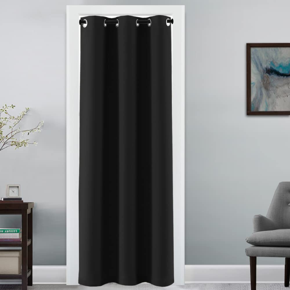 H.VERSAILTEX Blackout Patio Curtains 100 x 96 Inches for Sliding Door Extral Wide Blackout Curtain Panels Thermal Insulated Room Divider - Grommet Top, 8' Tall by 8.5' Wide - Jet Black