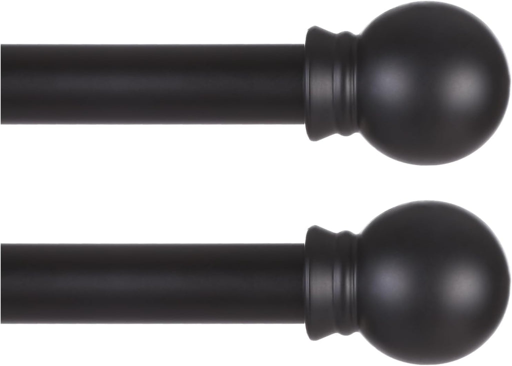 Thestoa 2 pack Black Curtain Rods for Windows 48 to 92 inch, Adjusts Length by Splicing, 5/8" Diameter Matte Black Small Curtain Rods for Bedroom, Living Room, Kitchen, Outdoor, Farmhouse