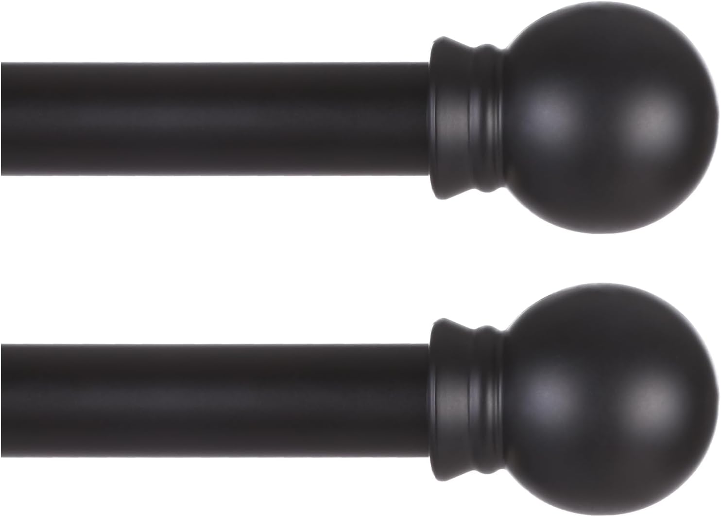 Thestoa 2 pack Black Curtain Rods for Windows 48 to 92 inch, Adjusts Length by Splicing, 5/8" Diameter Matte Black Small Curtain Rods for Bedroom, Living Room, Kitchen, Outdoor, Farmhouse