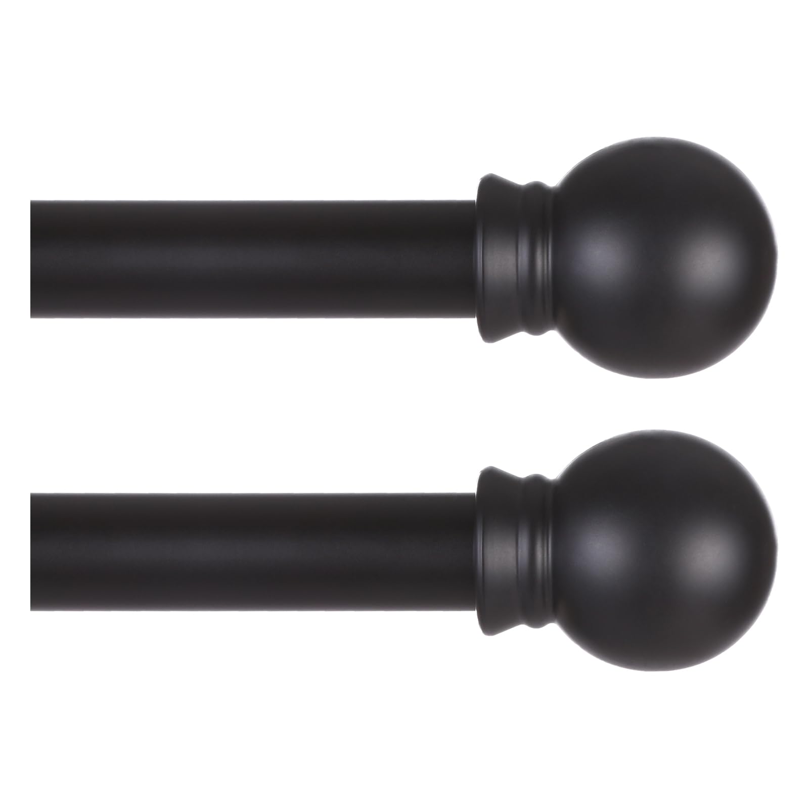 Thestoa 2 pack Black Curtain Rods for Windows 48 to 92 inch, Adjusts Length by Splicing, 5/8" Diameter Matte Black Small Curtain Rods for Bedroom, Living Room, Kitchen, Outdoor, Farmhouse