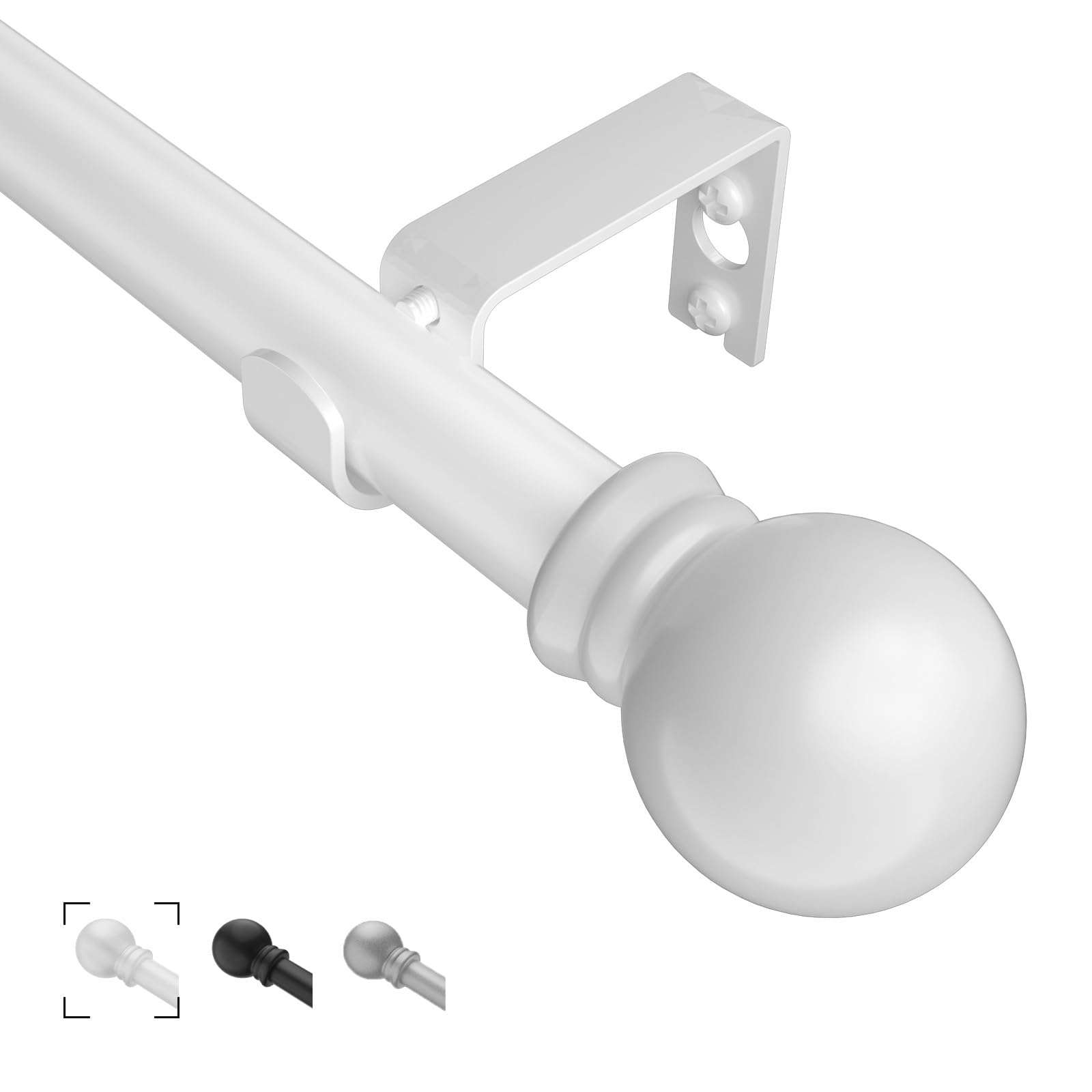 Black Curtain Rods 2 Packs for Windows 36"- 48", Decorative Drapery Rod Adjustable, 5/8 inch Small Curtain Rod for Bedroom, Living Room, Kitchen and Outdoors