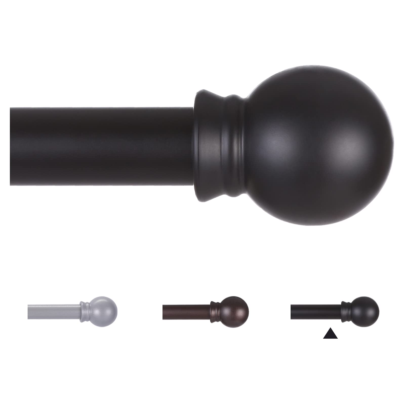 Thestoa 2 pack Black Curtain Rods for Windows 48 to 92 inch, Adjusts Length by Splicing, 5/8" Diameter Matte Black Small Curtain Rods for Bedroom, Living Room, Kitchen, Outdoor, Farmhouse
