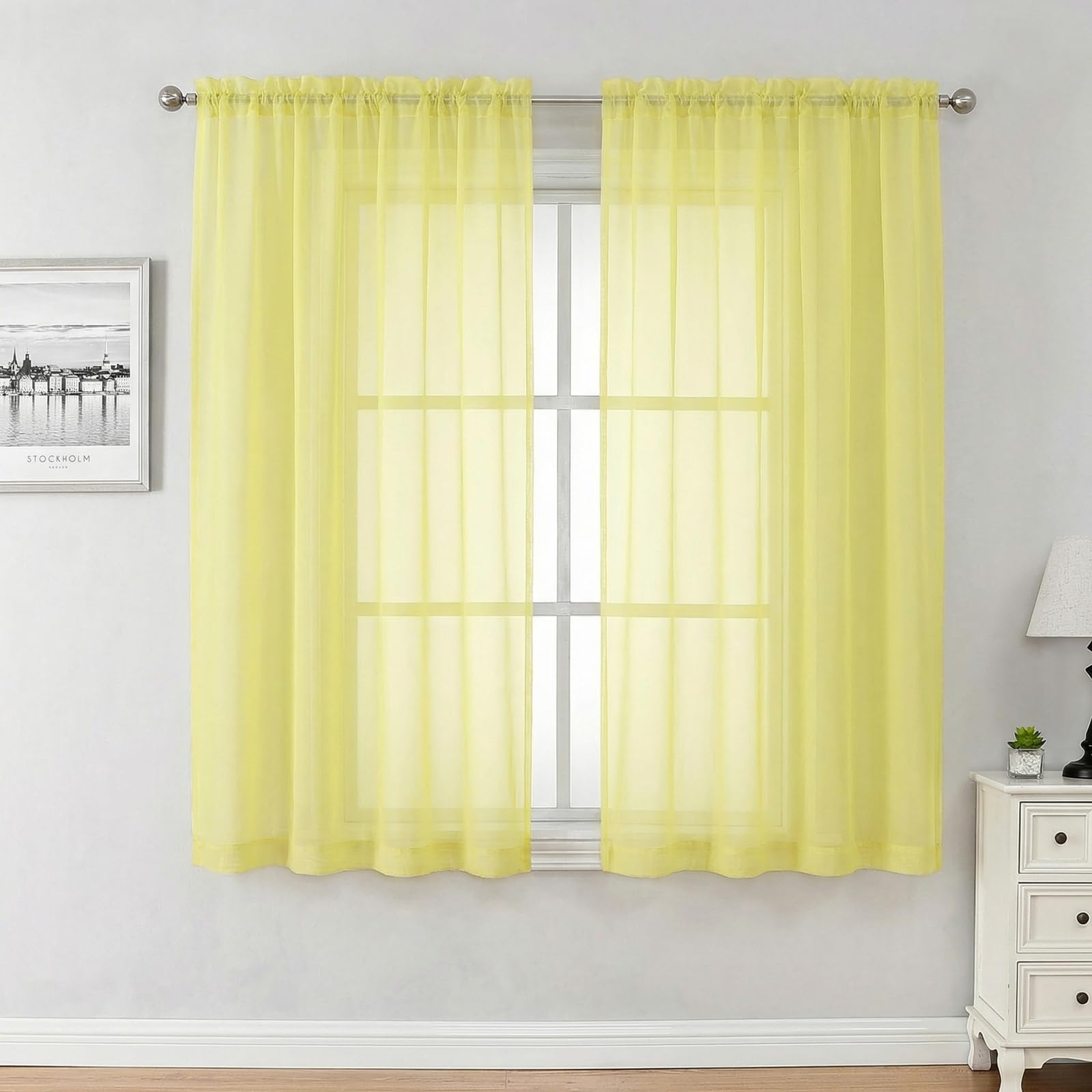 Aiyufeng Blush Pink Sheer Curtains 84 Inches Long 2 Panels Set, Light Filtering Soft Airy Voile Rod Pocket Baby Pink Sheer Window Drapes for Bedroom Living Room, Each 40Wx84L Inches