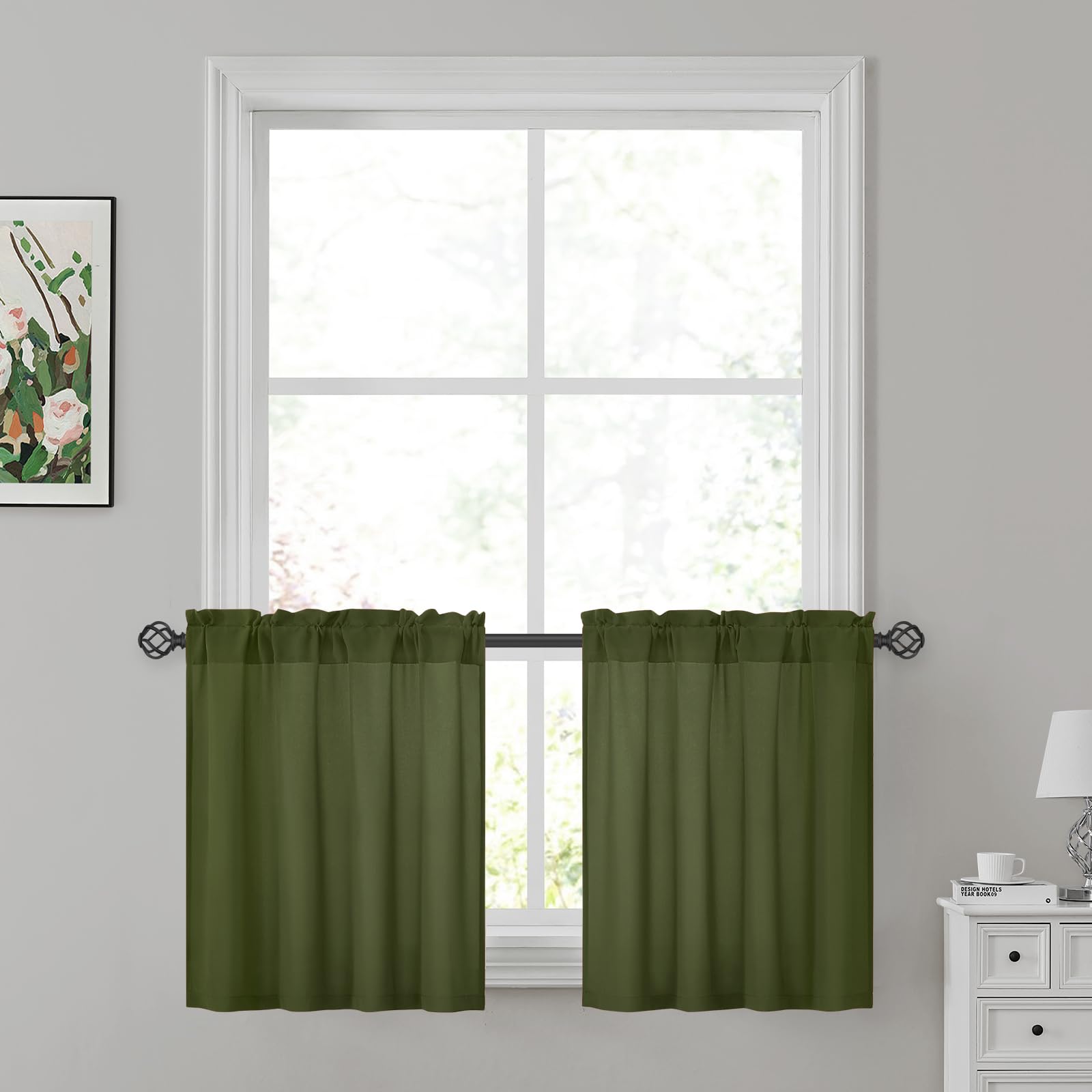 HOMEIDEAS Non-See-Through White Privacy Sheer Curtains 52 X 84 Inches Long 2 Panels Sheer Curtains Light Filtering Window Curtains Drapes for Bedroom Living Room