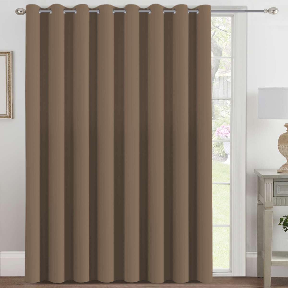 H.VERSAILTEX Blackout Patio Curtains 100 x 96 Inches for Sliding Door Extral Wide Blackout Curtain Panels Thermal Insulated Room Divider - Grommet Top, 8' Tall by 8.5' Wide - Jet Black