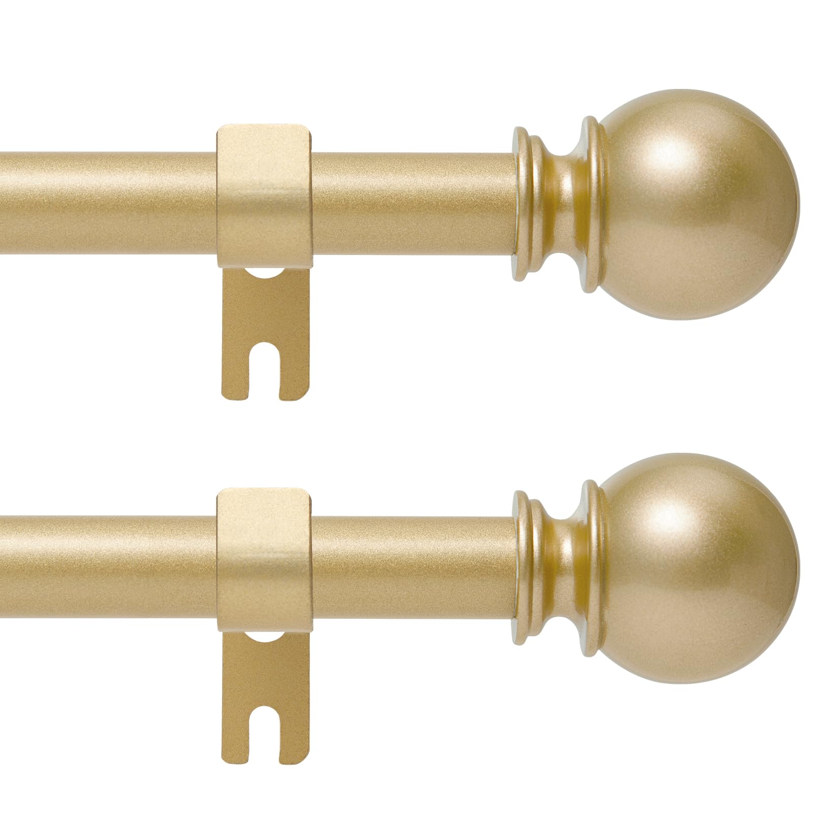 Gold Curtain Rod for Windows 28 to 48 Inch,2 Pack 5/8 Inch Diameter Adjustable Rod With Brackets,Heavy Duty Easy to Install Outdoor Curtain Rods for Bedroom,Patio