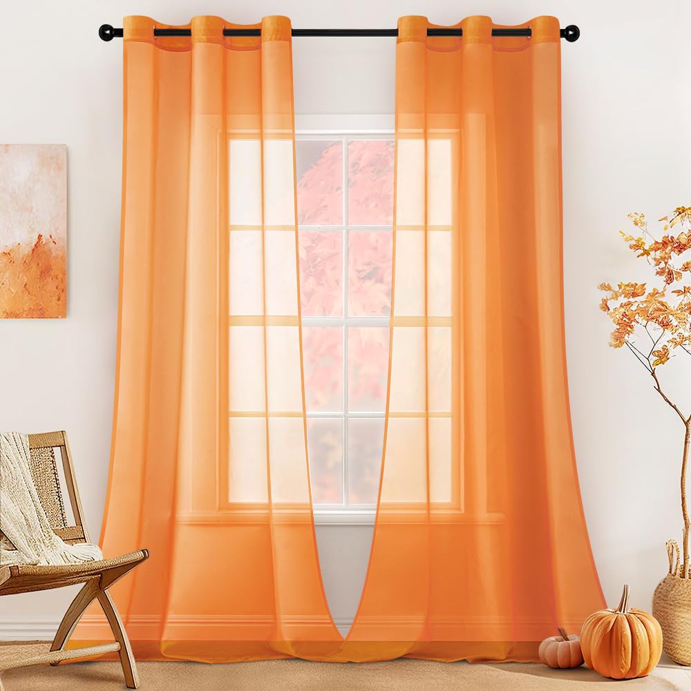 MIULEE Solid Color Sheer Curtains 84 Inches Long 2 Panels Set - Elegant Lightweight Grommet Light Filtering Window Voile Panels/Drapes/Treatment for Bedroom Living Room W42 x L84 Inch, White