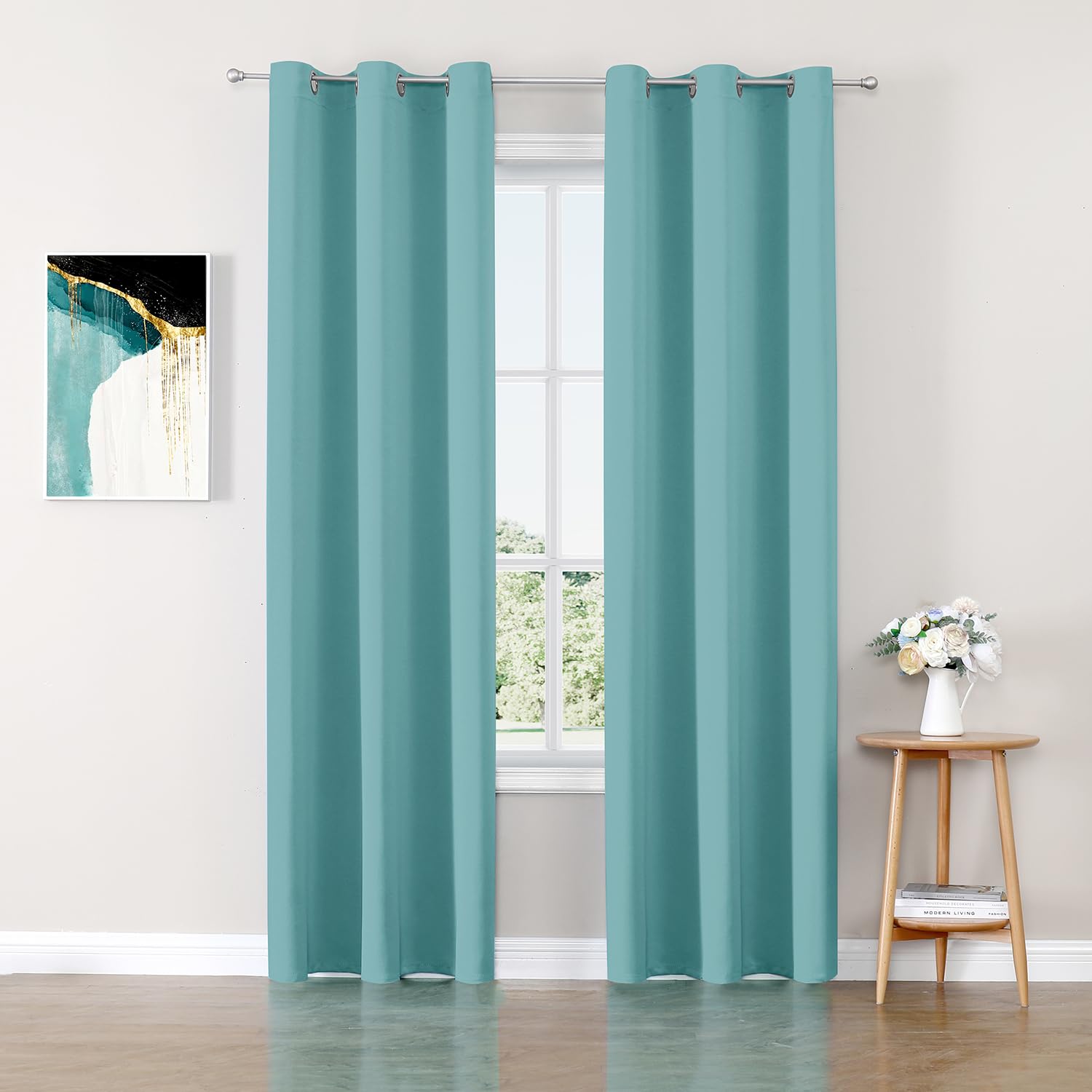 ChrisDowa Grommet Blackout Curtains for Bedroom and Living Room - 2 Panels Set Thermal Insulated Room Darkening Curtains (Dark Grey, 42 x 63 Inch)