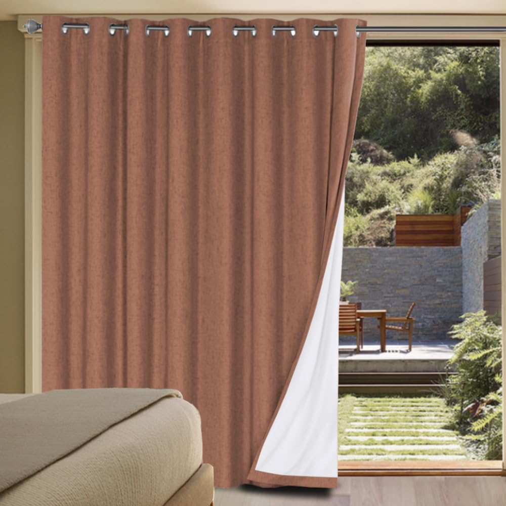 H.VERSAILTEX 100% Blackout Curtains Ivory, Linen Blackout Curtains 96 inch Curtains 2 Panel Set, Elegant Curtain for Bedroom Grommet Drapes for Living Room