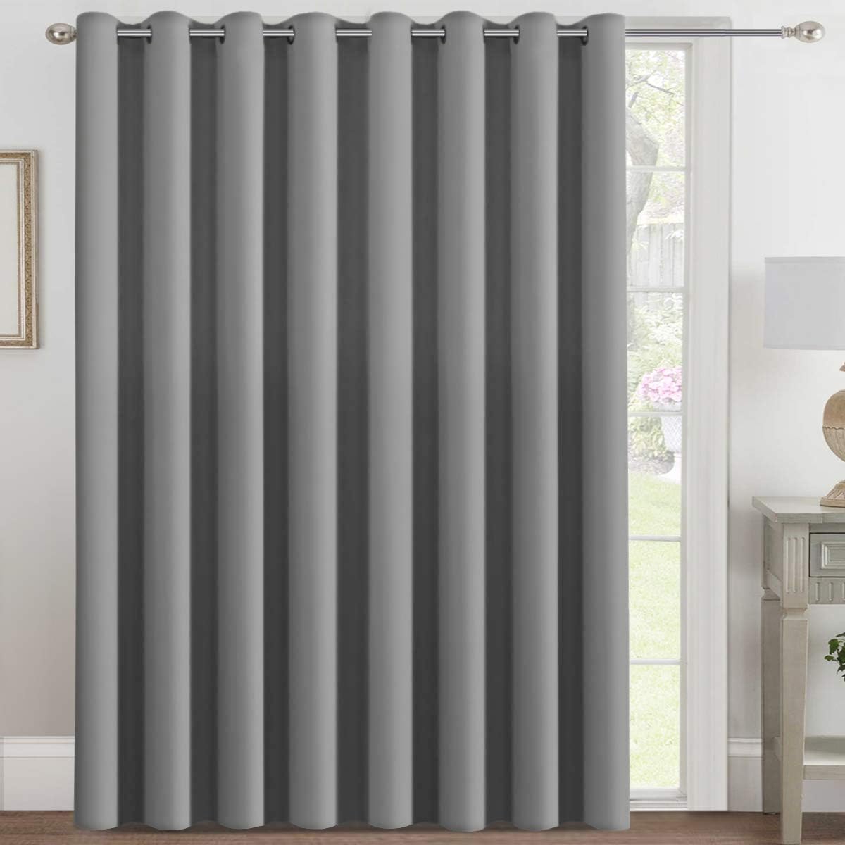 H.VERSAILTEX Blackout Patio Curtains 100 x 96 Inches for Sliding Door Extral Wide Blackout Curtain Panels Thermal Insulated Room Divider - Grommet Top, 8' Tall by 8.5' Wide - Jet Black