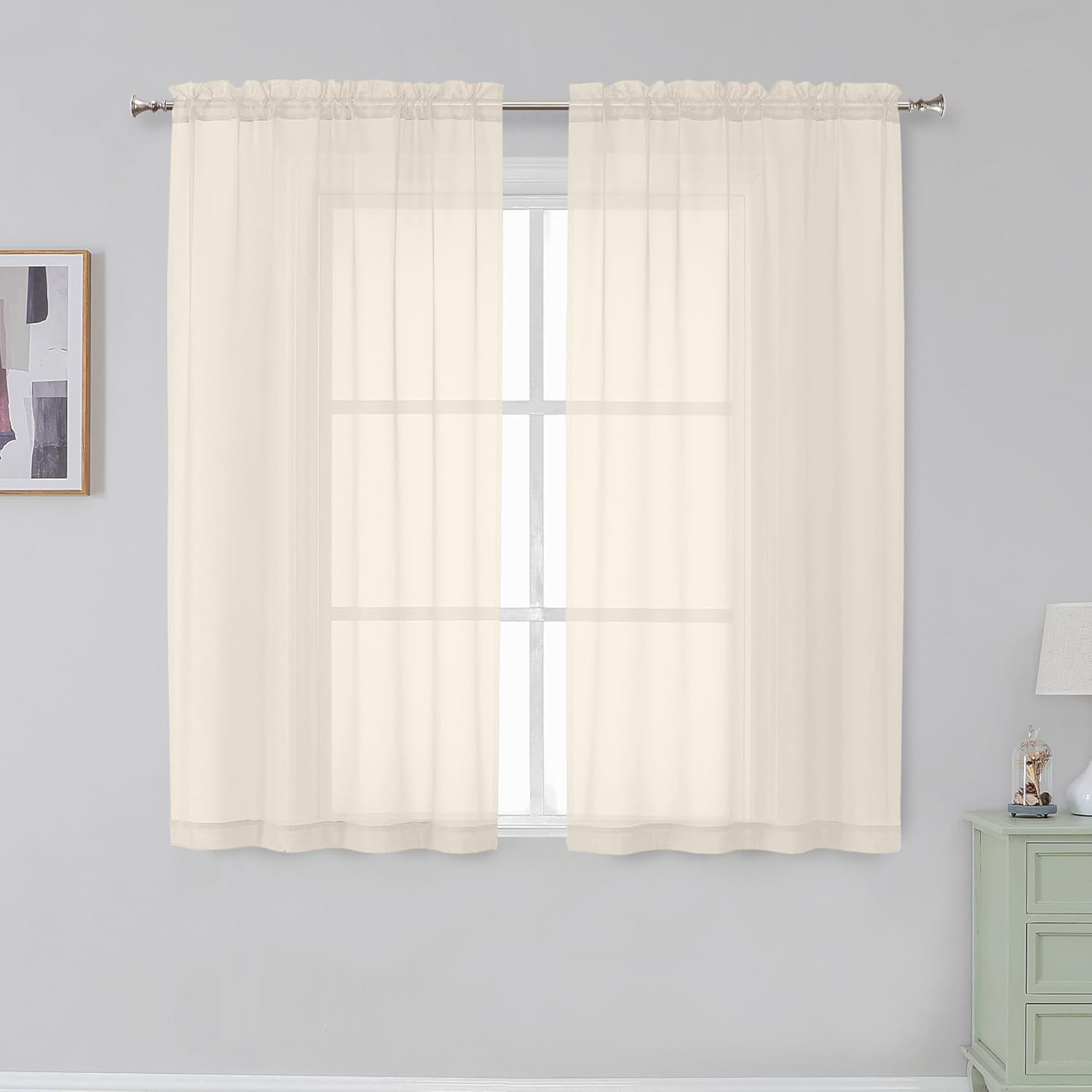Aiyufeng Blush Pink Sheer Curtains 84 Inches Long 2 Panels Set, Light Filtering Soft Airy Voile Rod Pocket Baby Pink Sheer Window Drapes for Bedroom Living Room, Each 40Wx84L Inches