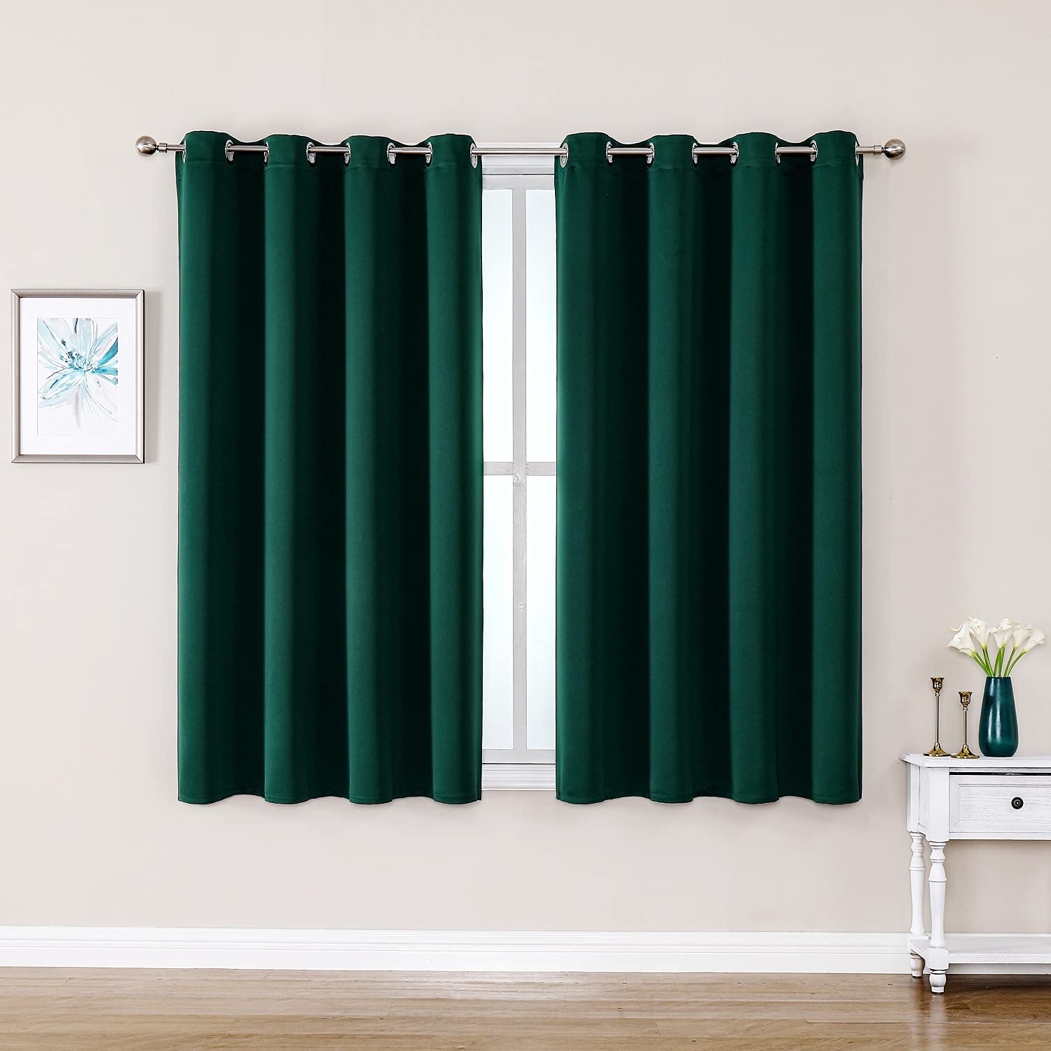 ChrisDowa Grommet Blackout Curtains for Bedroom and Living Room - 2 Panels Set Thermal Insulated Room Darkening Curtains (Dark Grey, 42 x 63 Inch)