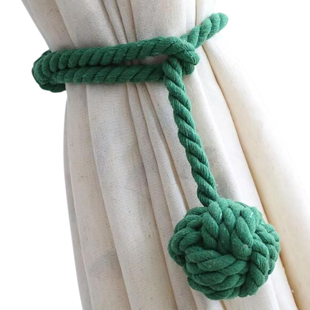 Melaluxe 2 Pack Curtain Tiebacks - Heavy Duty Curtain Rope Tieback, Handmade Rural Decorative Curtain Holdbacks (Beige)