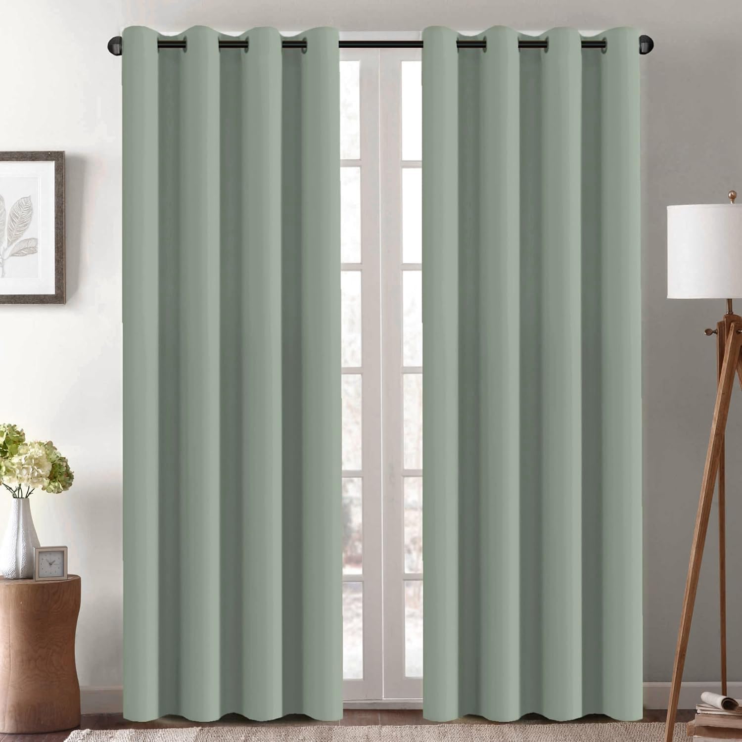 H.VERSAILTEX Blackout Patio Curtains 100 x 96 Inches for Sliding Door Extral Wide Blackout Curtain Panels Thermal Insulated Room Divider - Grommet Top, 8' Tall by 8.5' Wide - Jet Black