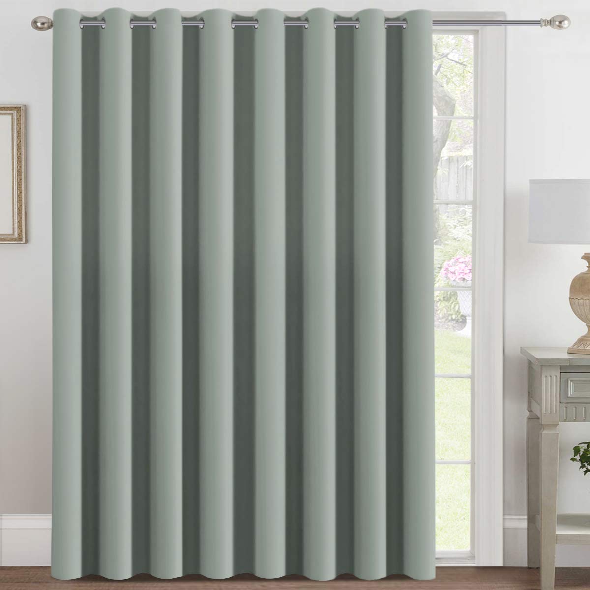 H.VERSAILTEX Blackout Patio Curtains 100 x 96 Inches for Sliding Door Extral Wide Blackout Curtain Panels Thermal Insulated Room Divider - Grommet Top, 8' Tall by 8.5' Wide - Jet Black