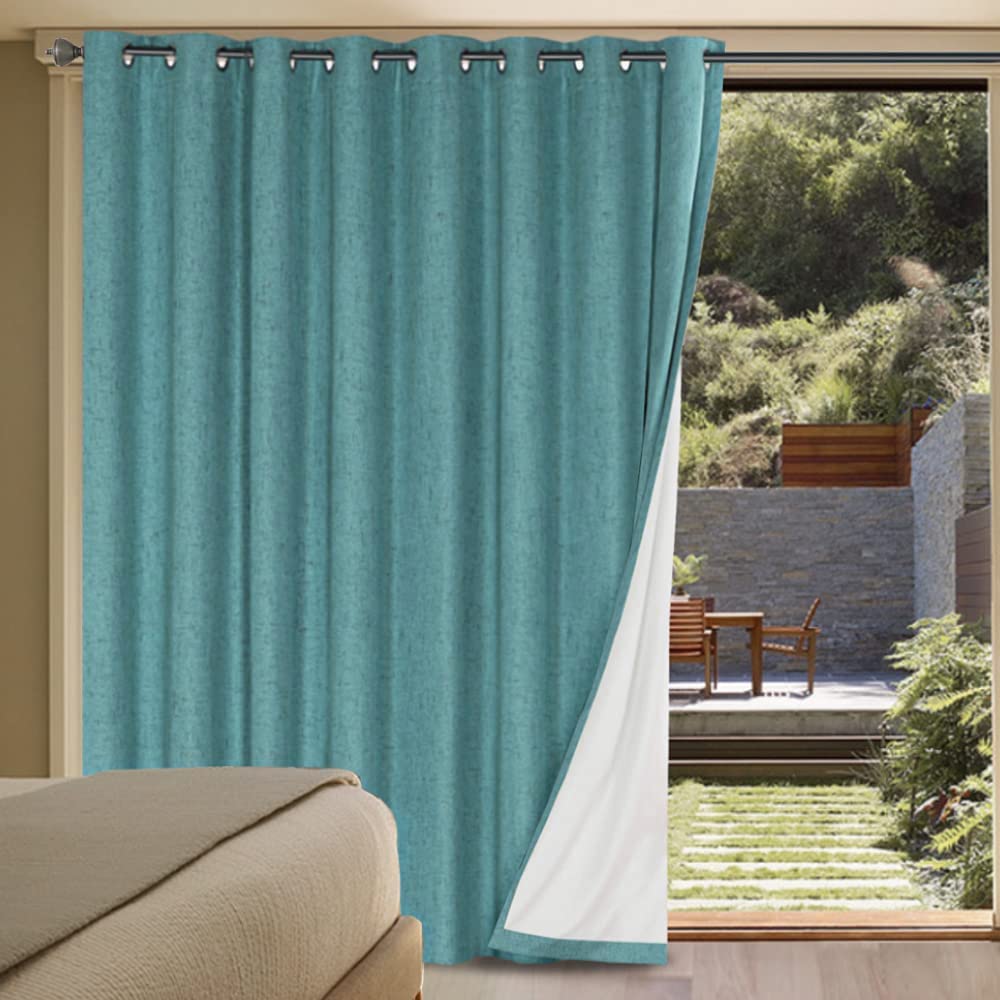 H.VERSAILTEX 100% Blackout Curtains Ivory, Linen Blackout Curtains 96 inch Curtains 2 Panel Set, Elegant Curtain for Bedroom Grommet Drapes for Living Room