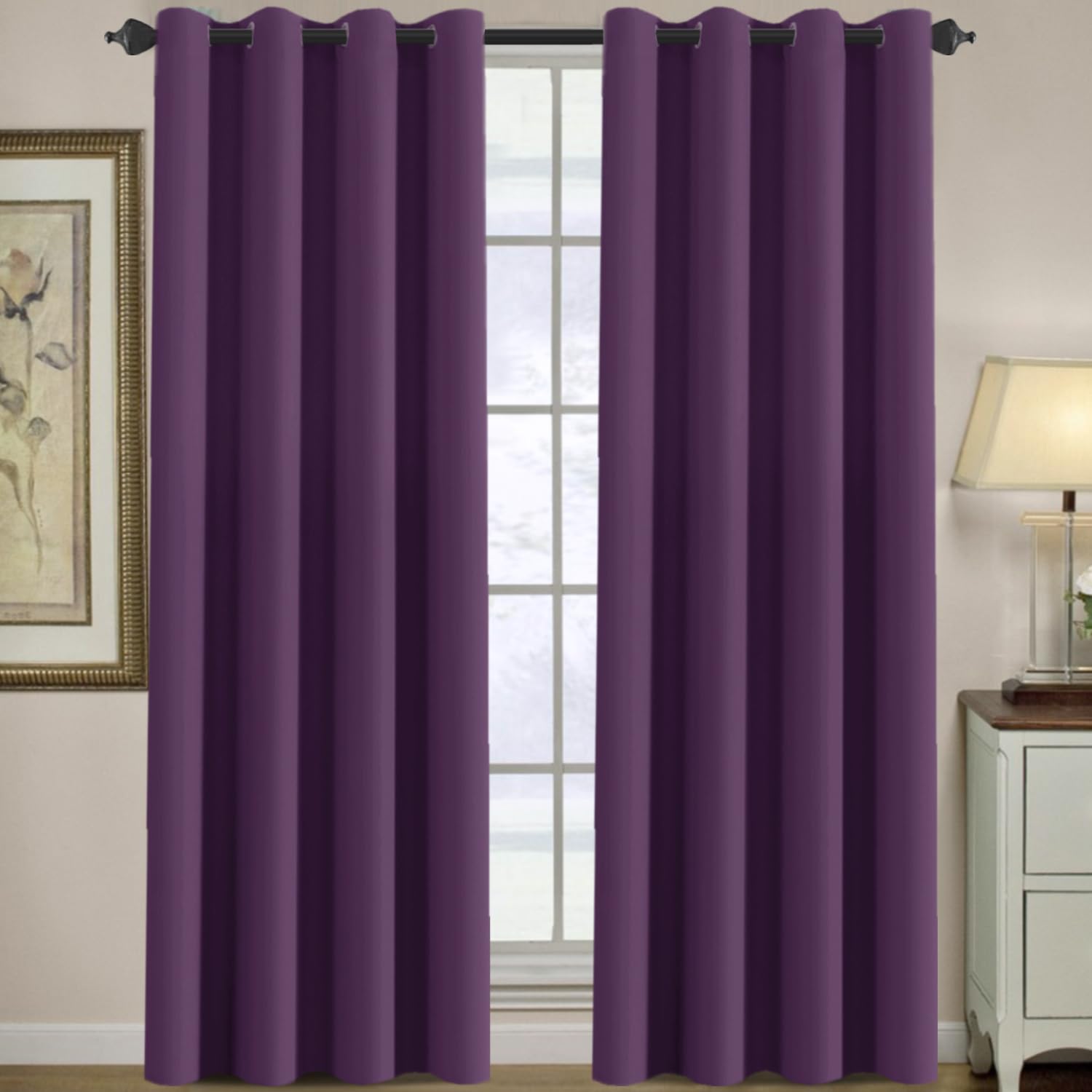 H.VERSAILTEX Blackout Patio Curtains 100 x 96 Inches for Sliding Door Extral Wide Blackout Curtain Panels Thermal Insulated Room Divider - Grommet Top, 8' Tall by 8.5' Wide - Jet Black