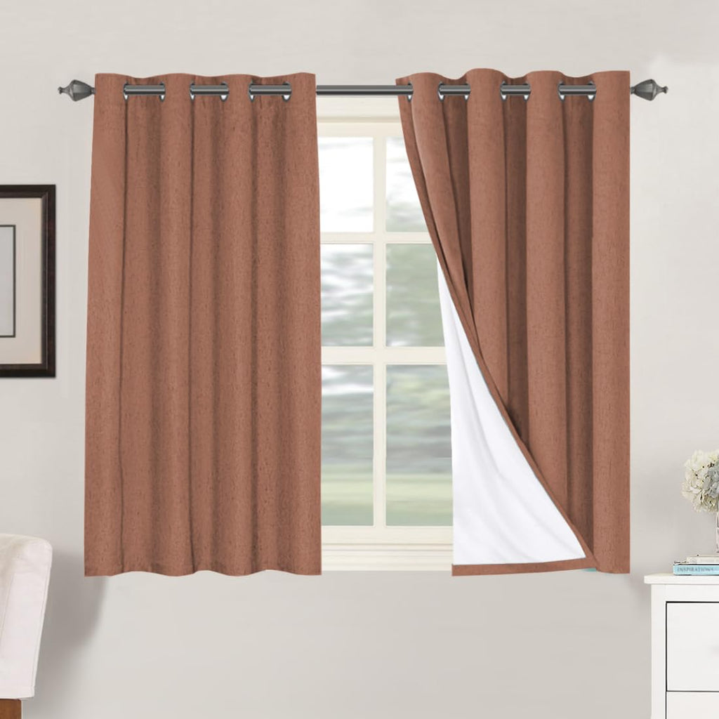 H.VERSAILTEX 100% Blackout Curtains Ivory, Linen Blackout Curtains 96 inch Curtains 2 Panel Set, Elegant Curtain for Bedroom Grommet Drapes for Living Room