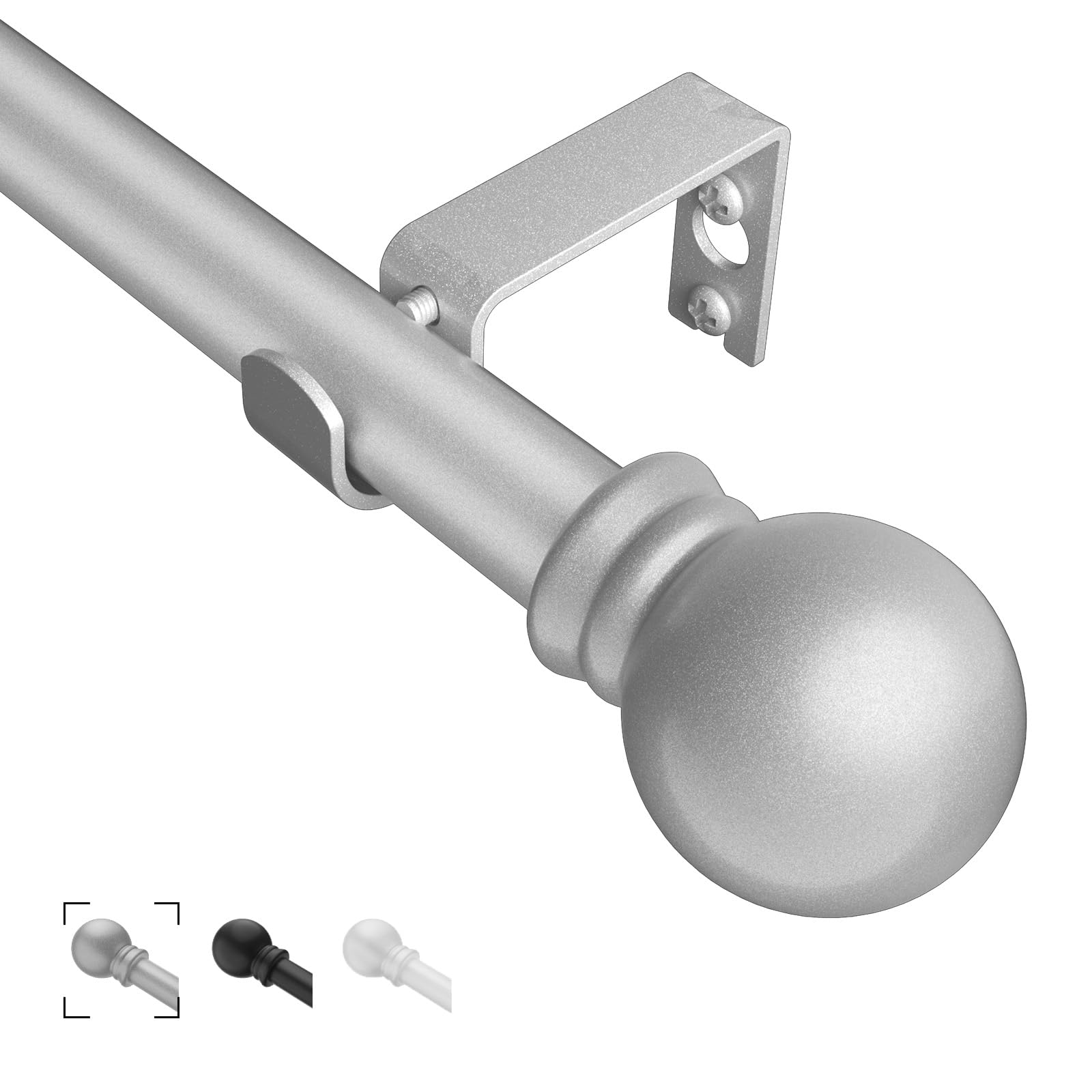 Black Curtain Rods 2 Packs for Windows 36"- 48", Decorative Drapery Rod Adjustable, 5/8 inch Small Curtain Rod for Bedroom, Living Room, Kitchen and Outdoors