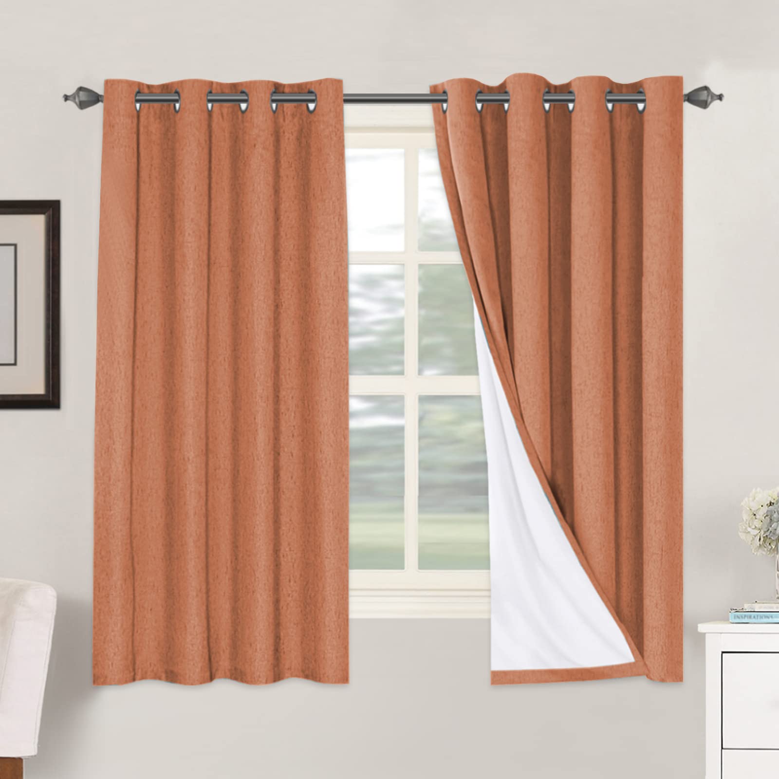 H.VERSAILTEX 100% Blackout Curtains Ivory, Linen Blackout Curtains 96 inch Curtains 2 Panel Set, Elegant Curtain for Bedroom Grommet Drapes for Living Room