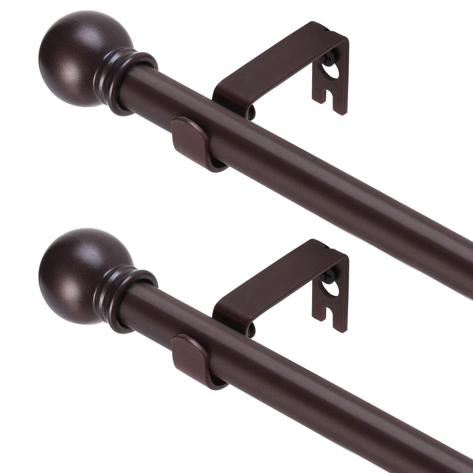 GXOACKJ 2 Pack Black Curtain Rods for windows 32 to 48 inch, 5/8 inch Splicing Heavy Duty Metal Curtain Rod Set with Brackets