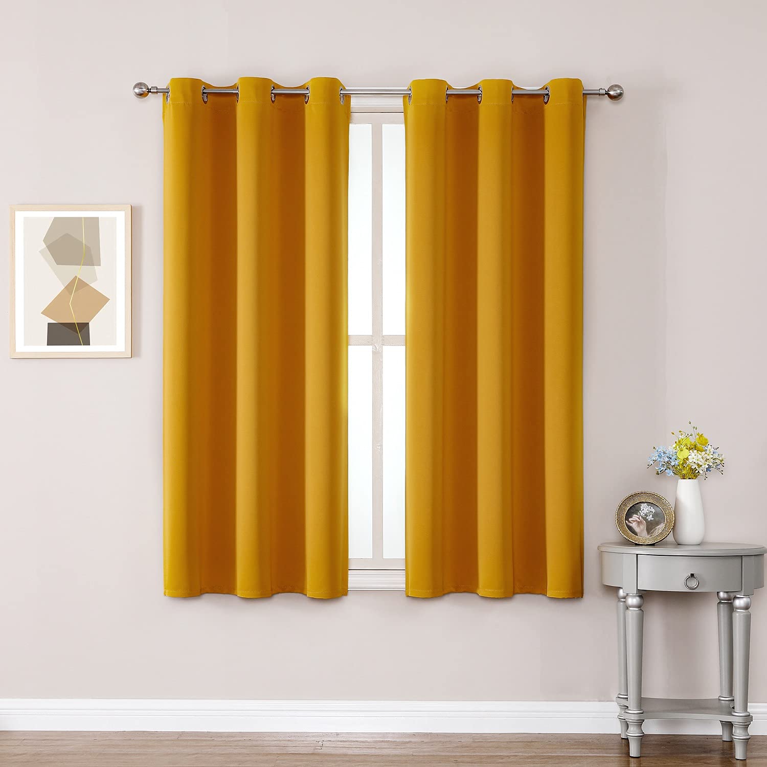 ChrisDowa Grommet Blackout Curtains for Bedroom and Living Room - 2 Panels Set Thermal Insulated Room Darkening Curtains (Dark Grey, 42 x 63 Inch)