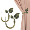 HIKMLK Leaf Shaped Curtain Tieback Holdbacks 2pcs, Handmade Metal Curtain Side Holders for Wall, Curtain Hook Pull Backs for Drapes Window Decoration