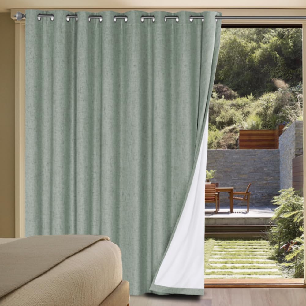 H.VERSAILTEX 100% Blackout Curtains Ivory, Linen Blackout Curtains 96 inch Curtains 2 Panel Set, Elegant Curtain for Bedroom Grommet Drapes for Living Room