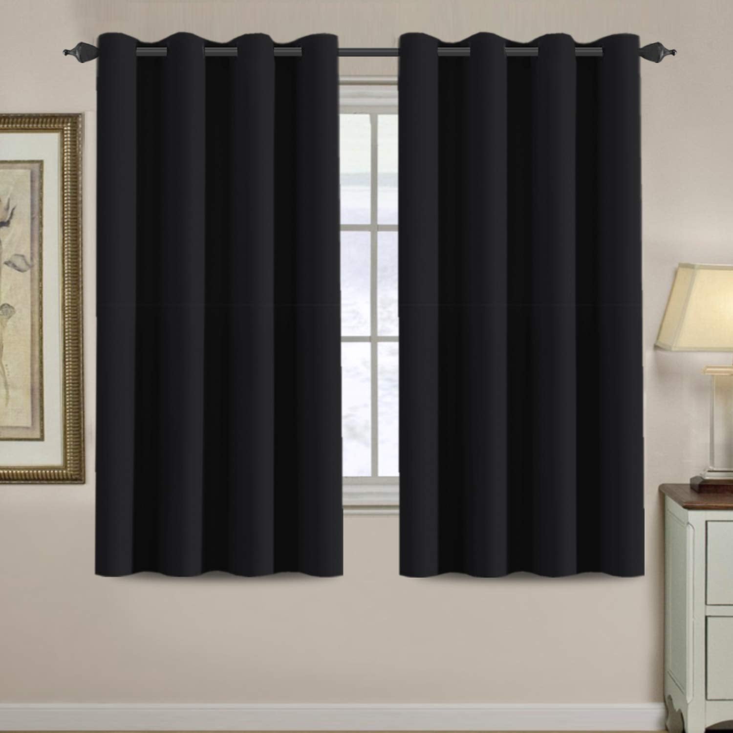 H.VERSAILTEX Blackout Patio Curtains 100 x 96 Inches for Sliding Door Extral Wide Blackout Curtain Panels Thermal Insulated Room Divider - Grommet Top, 8' Tall by 8.5' Wide - Jet Black