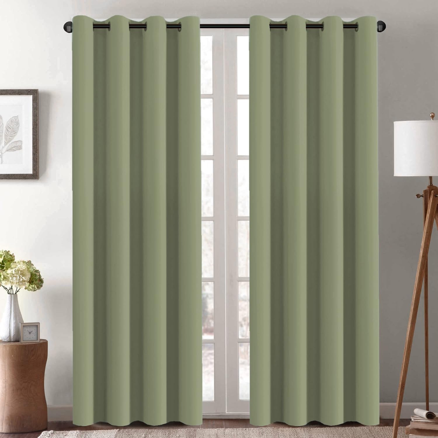 H.VERSAILTEX Blackout Patio Curtains 100 x 96 Inches for Sliding Door Extral Wide Blackout Curtain Panels Thermal Insulated Room Divider - Grommet Top, 8' Tall by 8.5' Wide - Jet Black