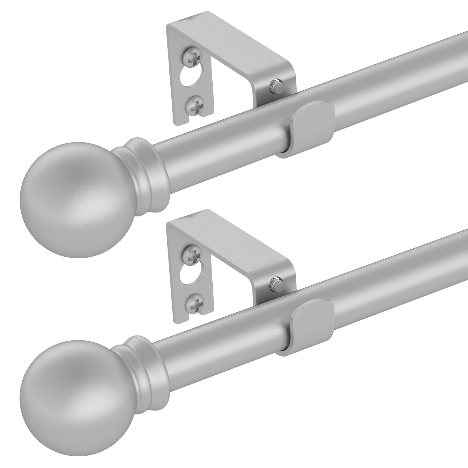 GXOACKJ 2 Pack Black Curtain Rods for windows 32 to 62 inch, 5/8 inch Splicing Heavy Duty Metal Curtain Rod Set with Brackets