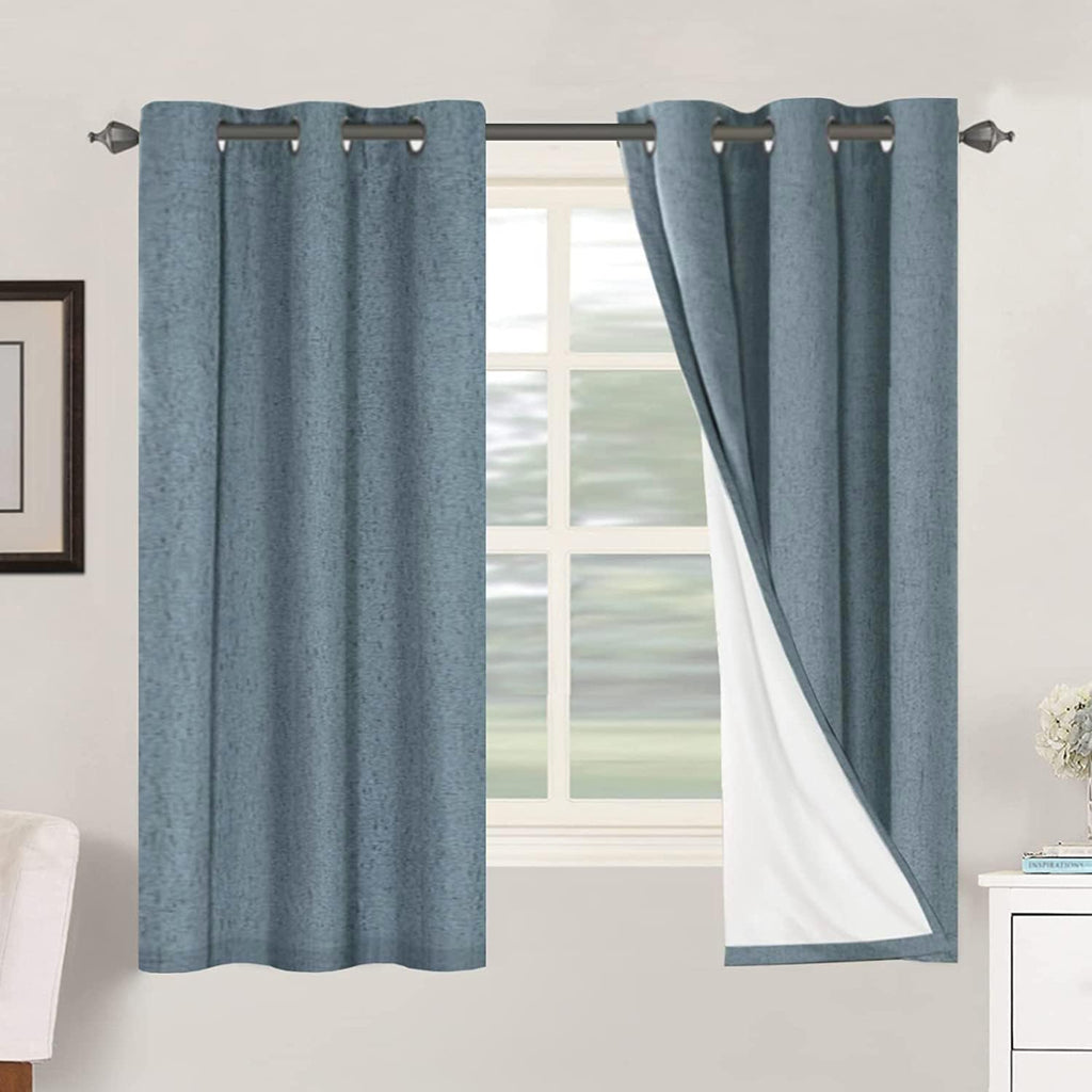 H.VERSAILTEX 100% Blackout Curtains Ivory, Linen Blackout Curtains 96 inch Curtains 2 Panel Set, Elegant Curtain for Bedroom Grommet Drapes for Living Room