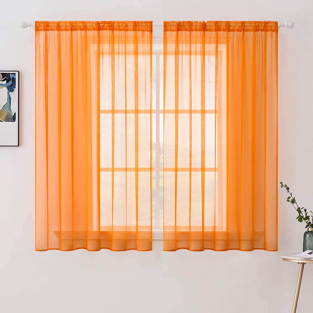 MIULEE White Sheer Curtains 96 inches Long Window Curtains 2 Panels Solid Color Elegant Window Voile Panels/Drapes/Treatment for Bedroom Living Room (54 X 96 Inches White)